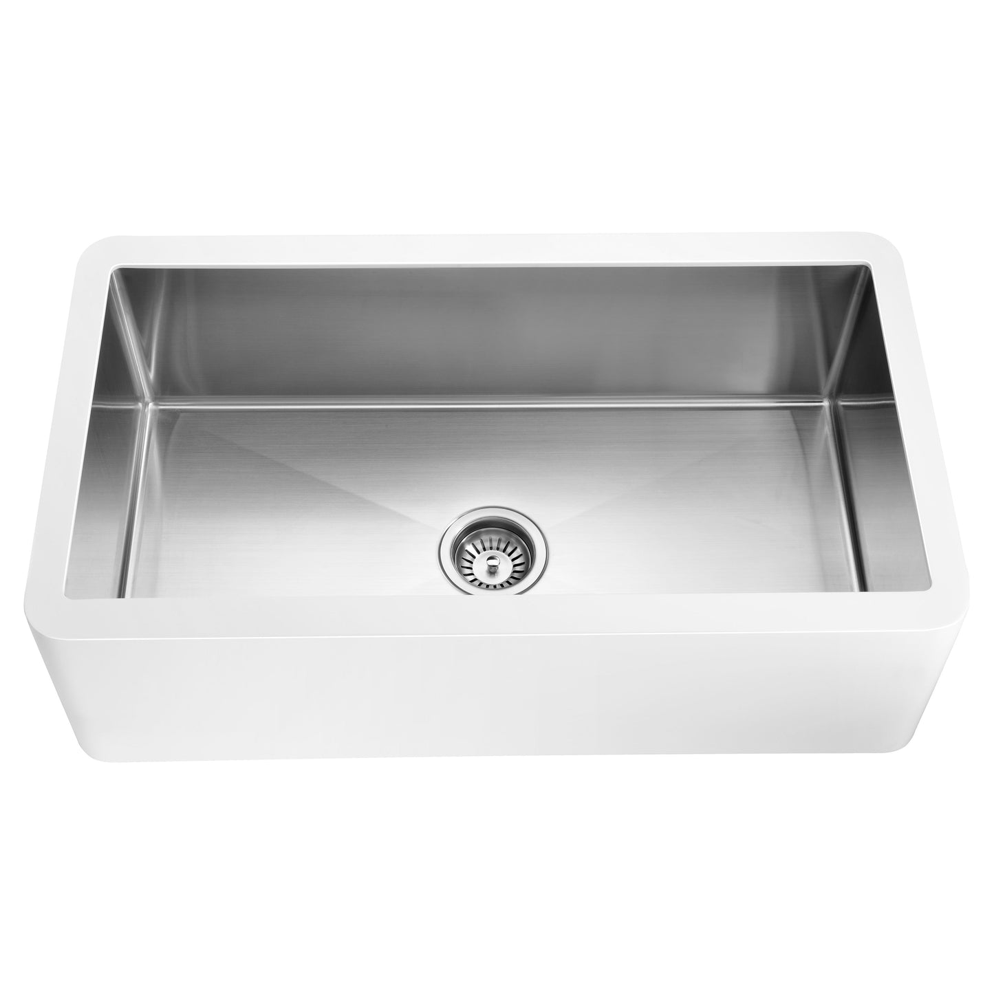 ANZZI Apollo Évier de cuisine de style farmhouse en surface solide blanche mate, 36 po, à simple cuve avec intérieur en acier inoxydable