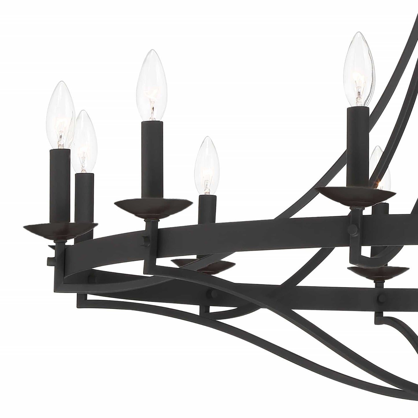 Luminaire à suspension Fidenza à 12 lumières, style ferme moderne, en forme de roue de charrette, avec certification UL - D40'' * H135''