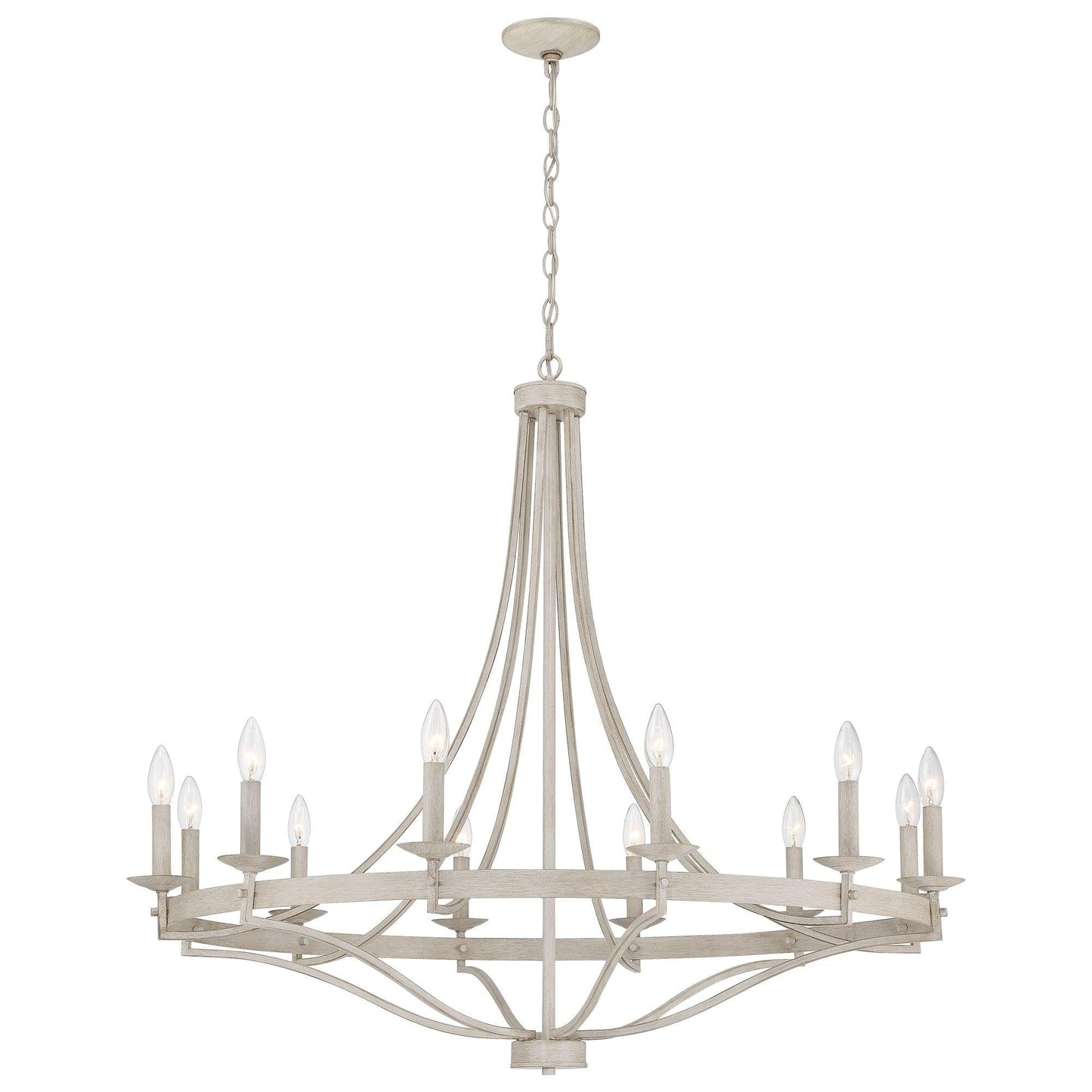 Luminaire à suspension Fidenza à 12 lumières, style ferme moderne, en forme de roue de charrette, avec certification UL - D40'' * H135''