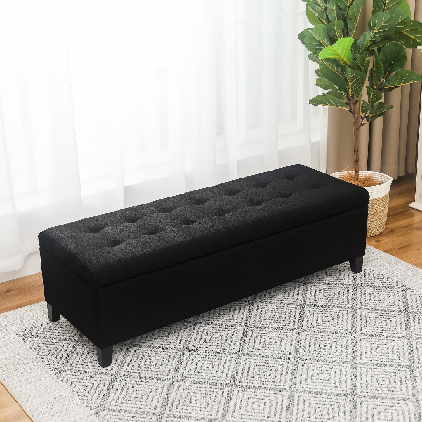 Tabouret coffre à rangement Adeco 50 en simili cuir