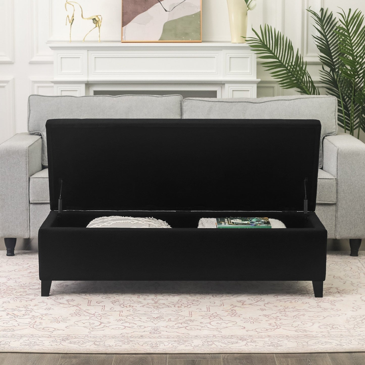 Tabouret coffre à rangement Adeco 50 en simili cuir
