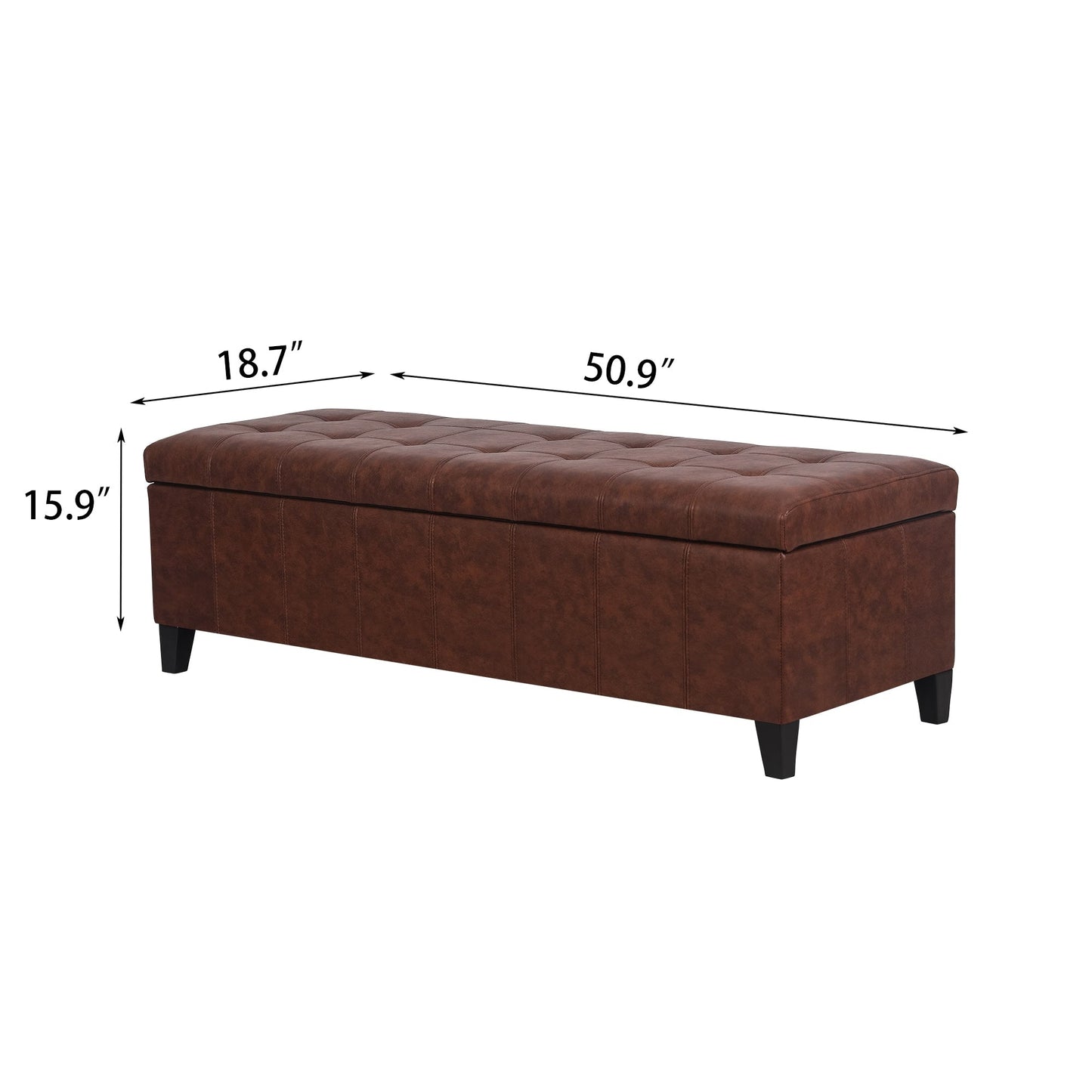 Tabouret coffre à rangement Adeco 50 en simili cuir