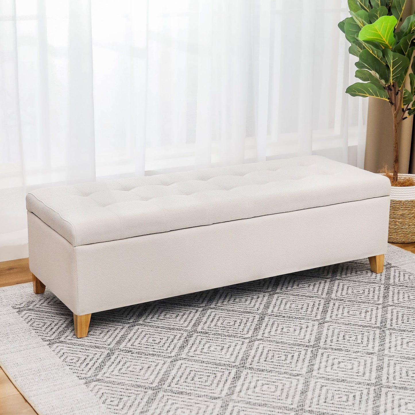 Tabouret coffre à rangement Adeco 50 en simili cuir