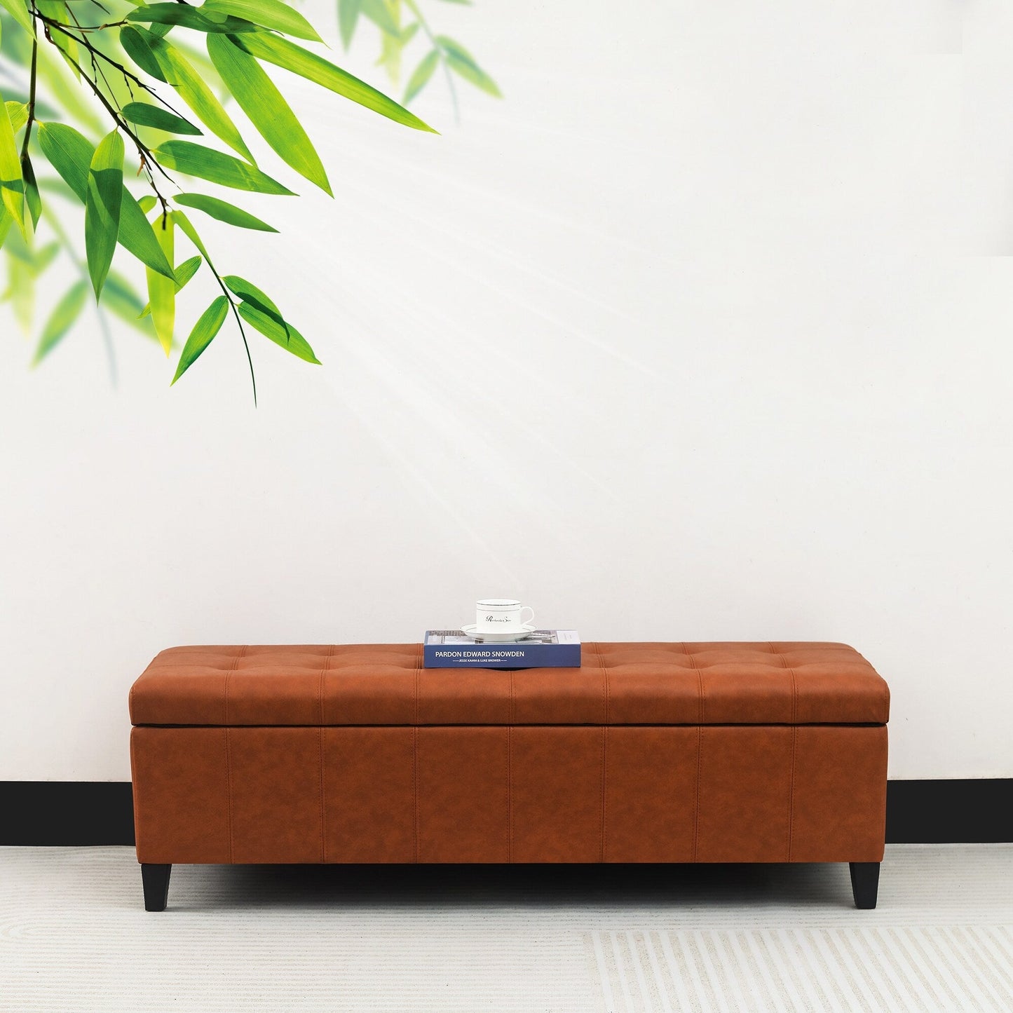 Tabouret coffre à rangement Adeco 50 en simili cuir