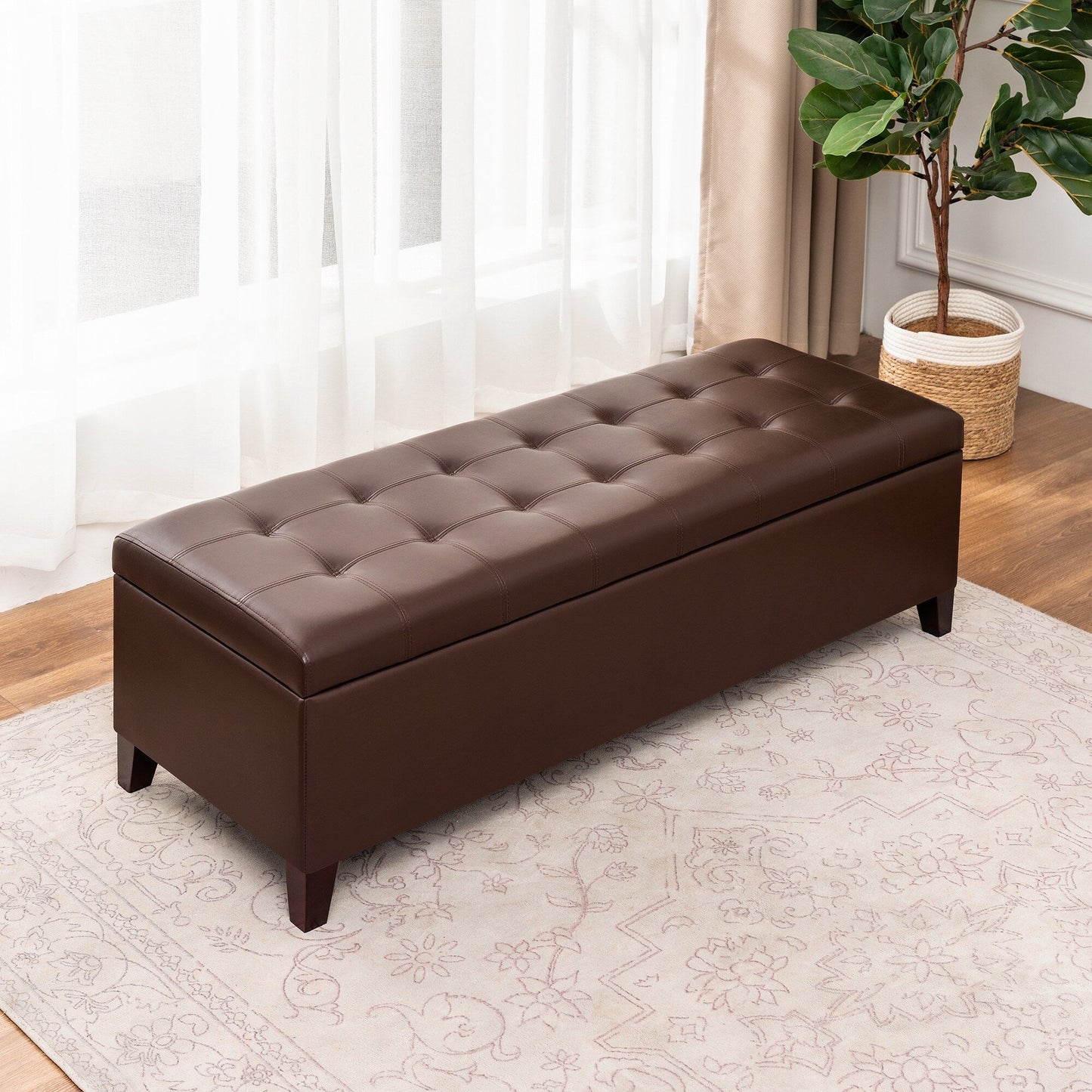 Tabouret coffre à rangement Adeco 50 en simili cuir