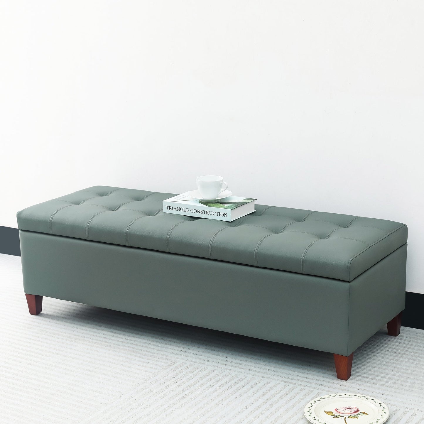 Tabouret coffre à rangement Adeco 50 en simili cuir