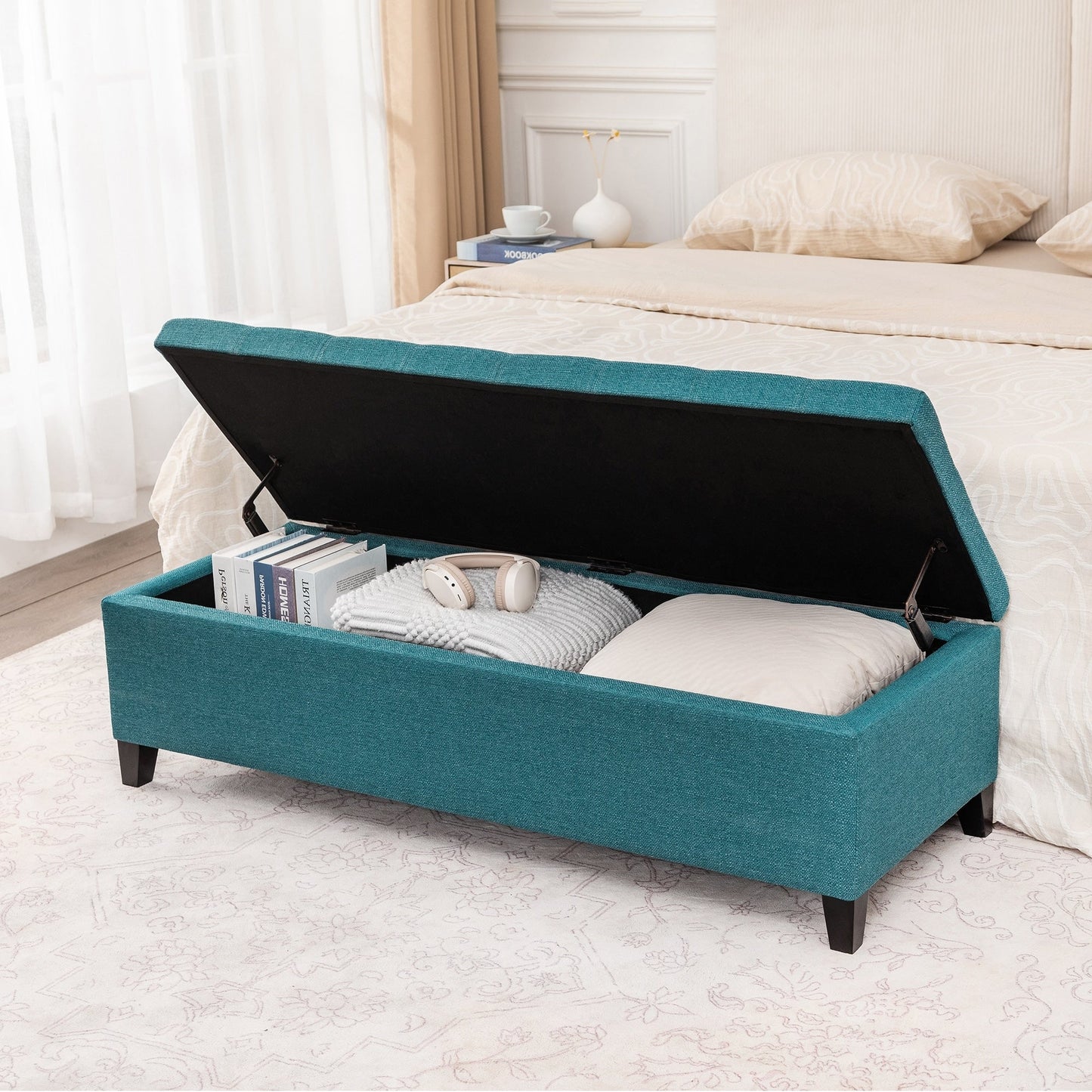 Tabouret coffre à rangement Adeco 50 en simili cuir