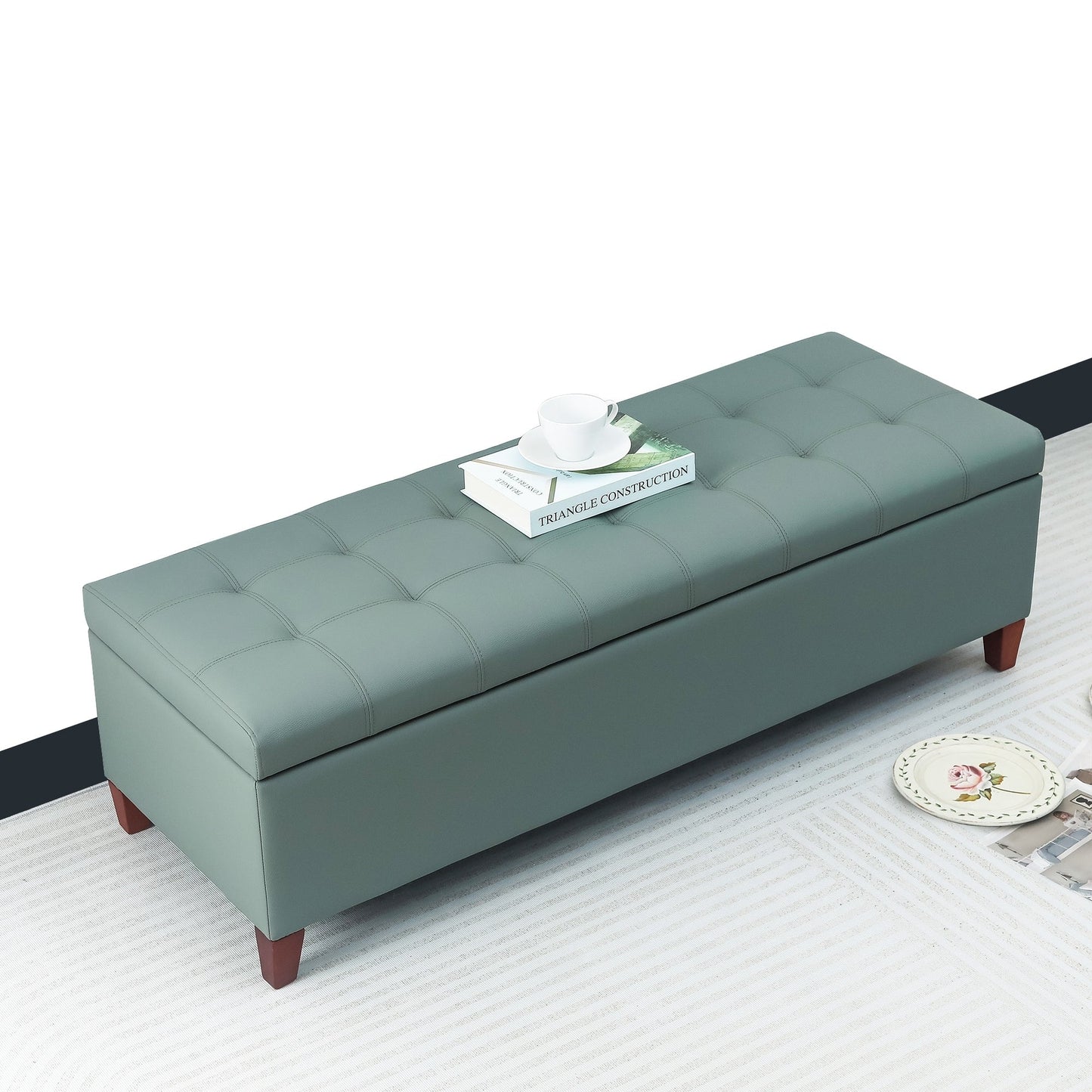 Tabouret coffre à rangement Adeco 50 en simili cuir