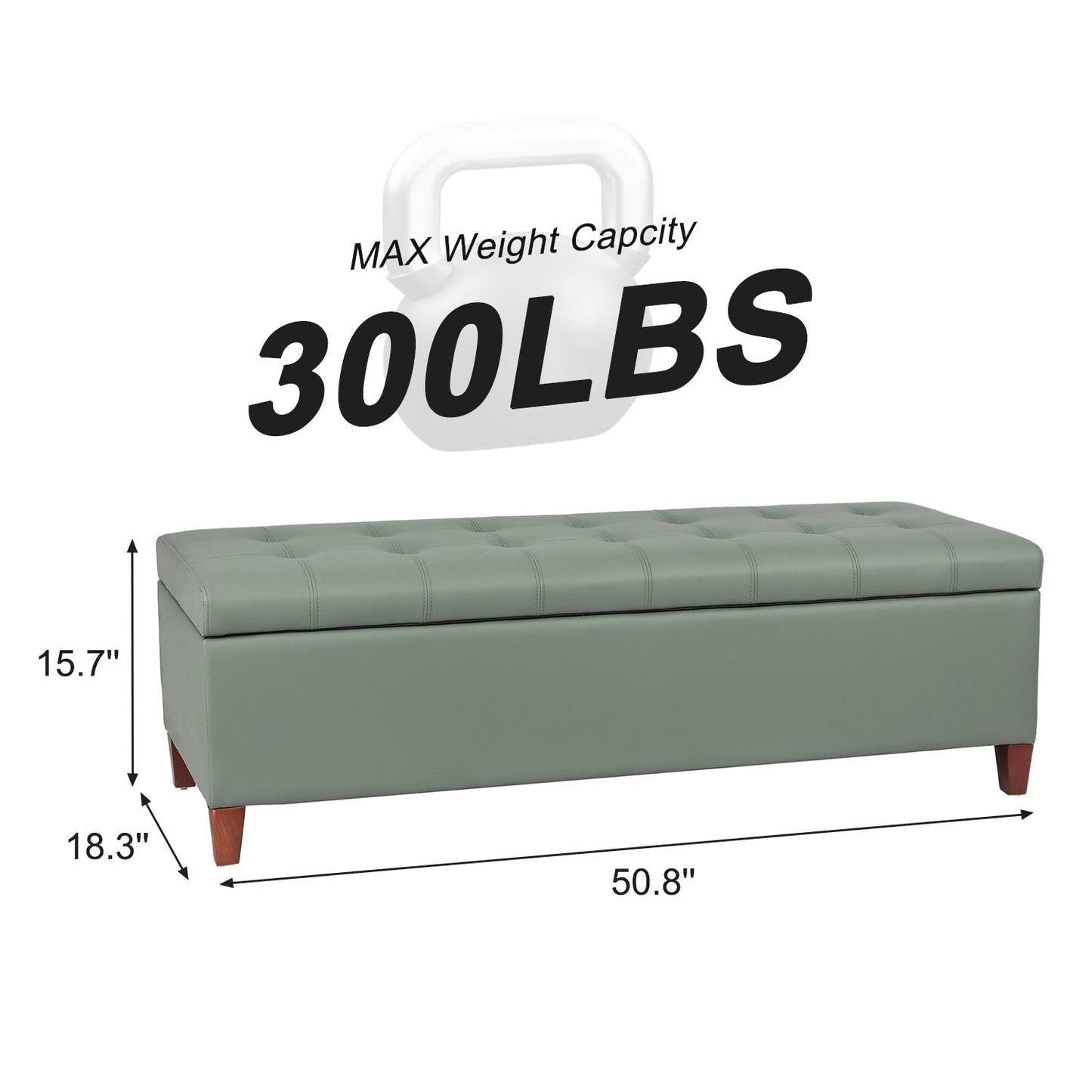 Tabouret coffre à rangement Adeco 50 en simili cuir