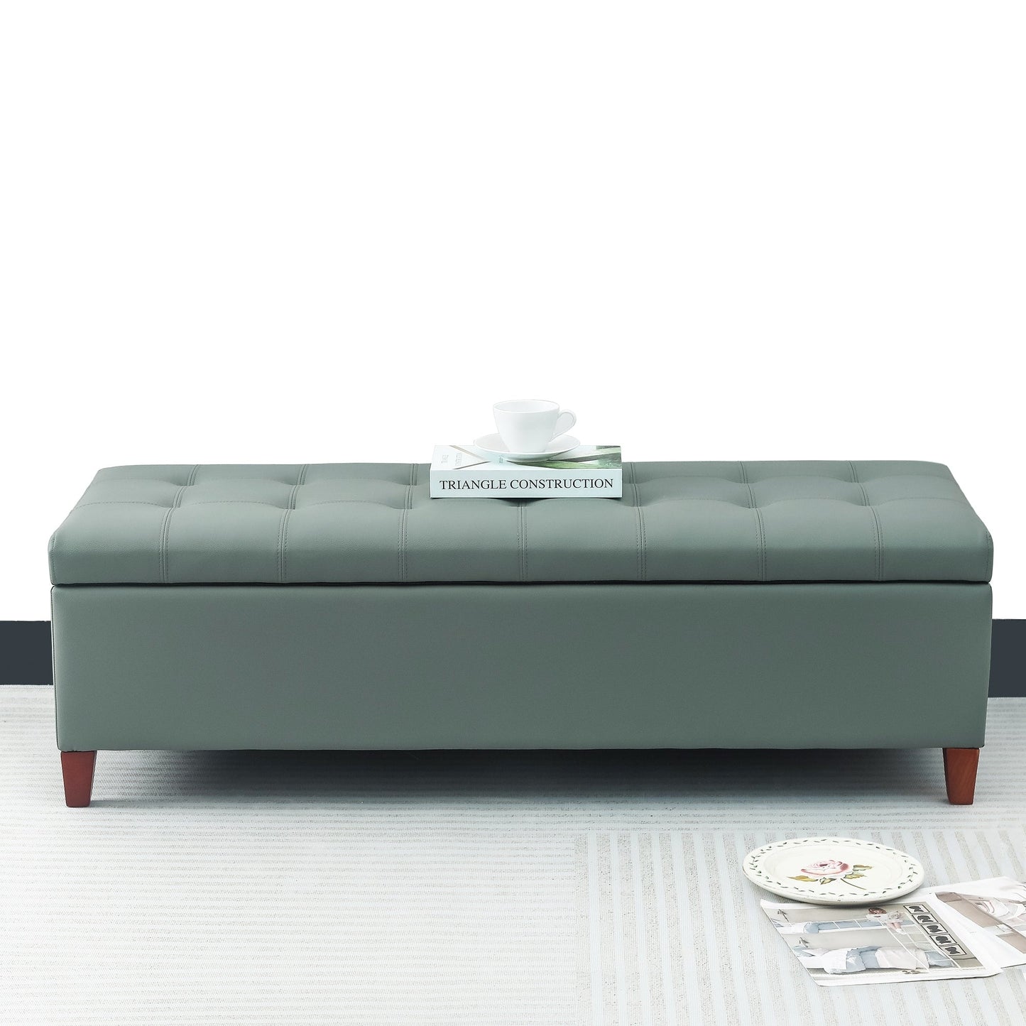 Tabouret coffre à rangement Adeco 50 en simili cuir