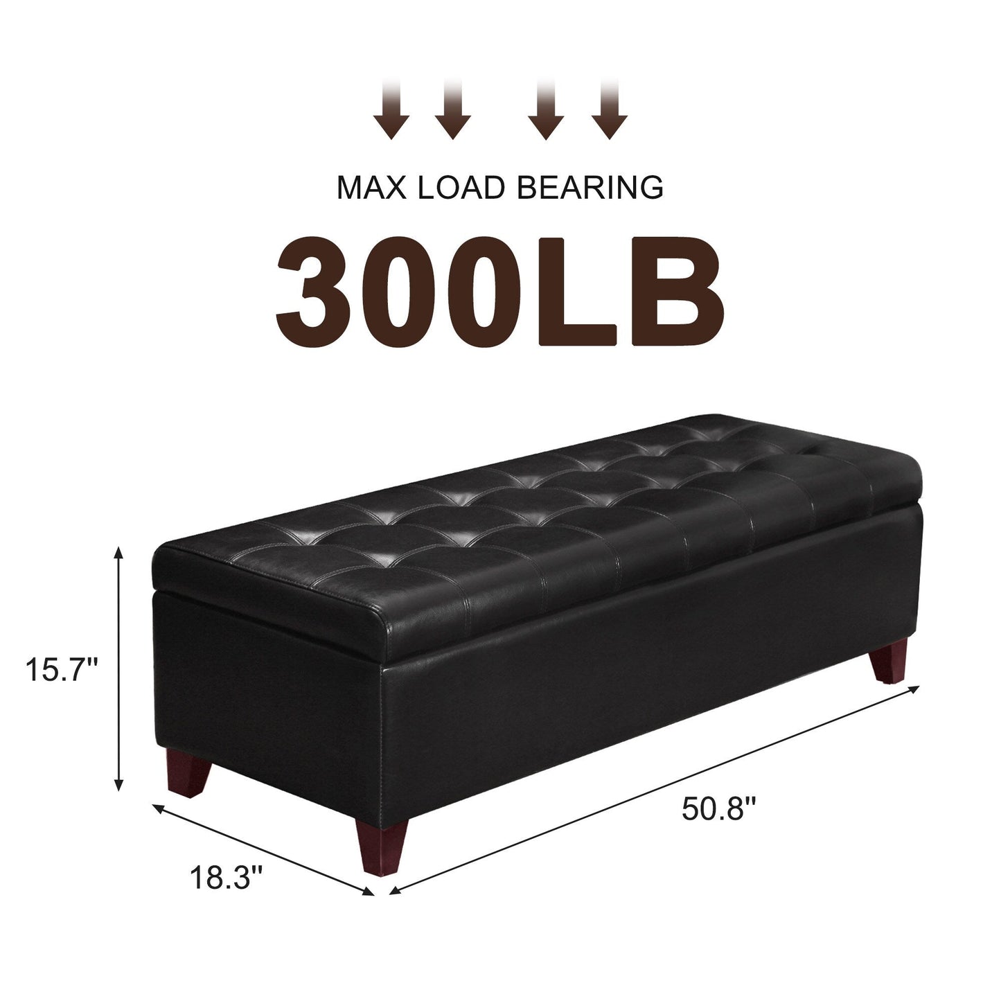 Tabouret coffre à rangement Adeco 50 en simili cuir