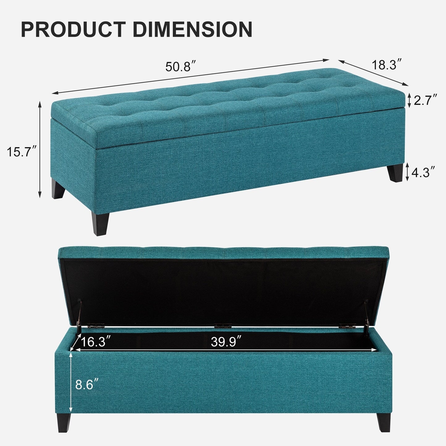 Tabouret coffre à rangement Adeco 50 en simili cuir