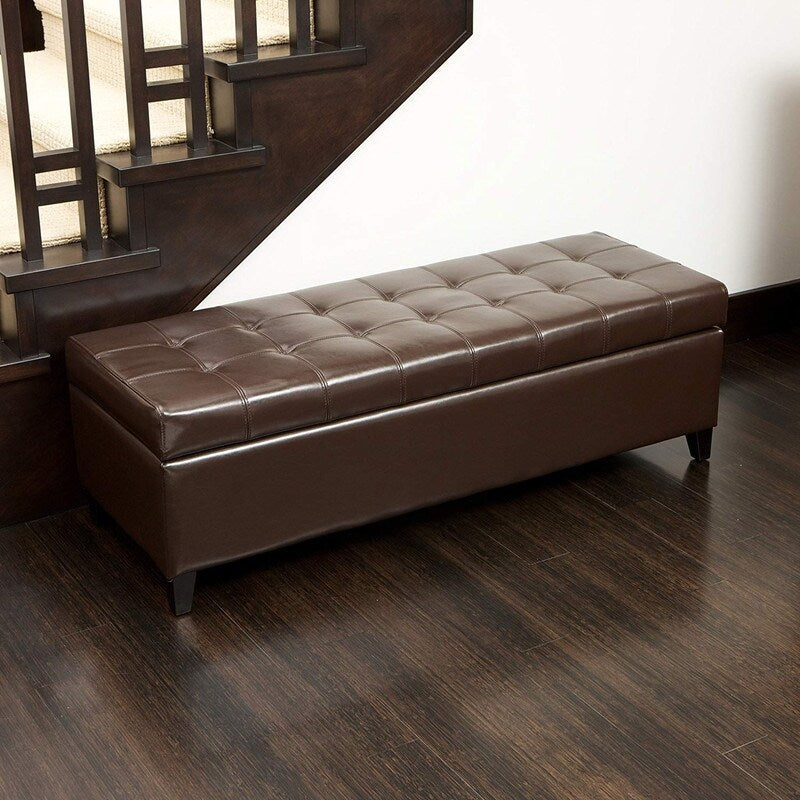 Tabouret coffre à rangement Adeco 50 en simili cuir
