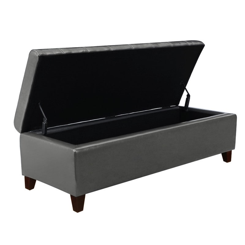 Tabouret coffre à rangement Adeco 50 en simili cuir