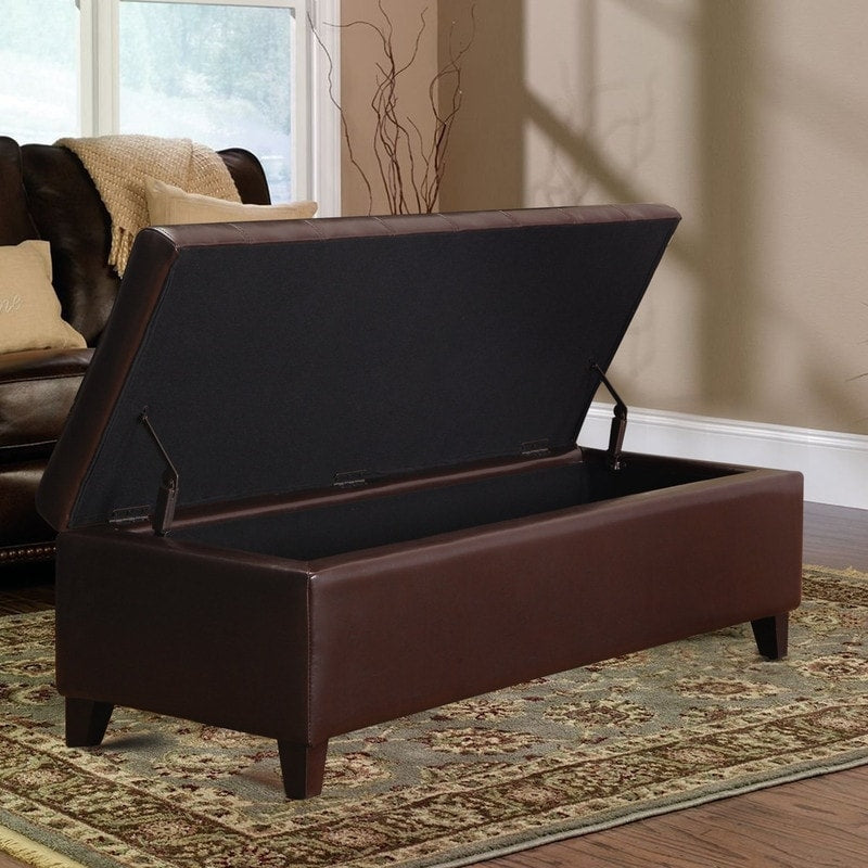 Tabouret coffre à rangement Adeco 50 en simili cuir