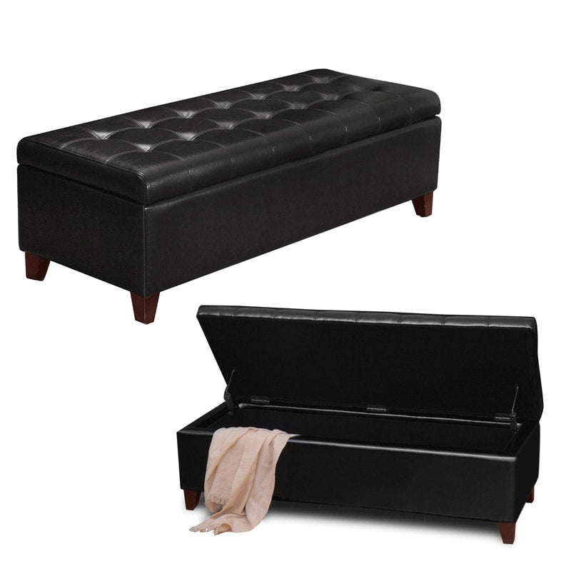 Tabouret coffre à rangement Adeco 50 en simili cuir