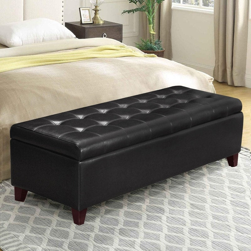 Tabouret coffre à rangement Adeco 50 en simili cuir
