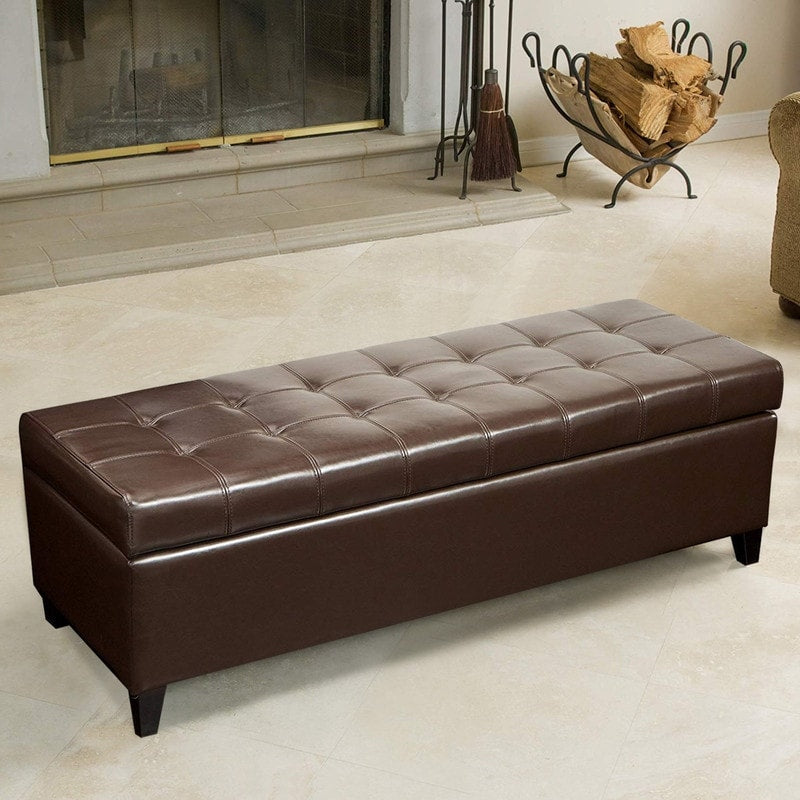 Tabouret coffre à rangement Adeco 50 en simili cuir
