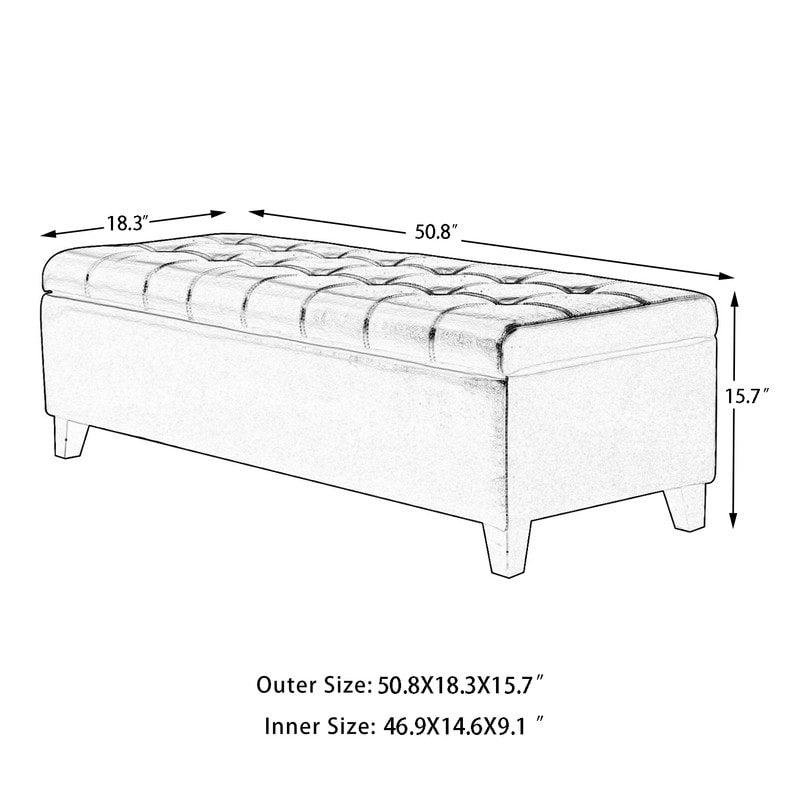 Tabouret coffre à rangement Adeco 50 en simili cuir