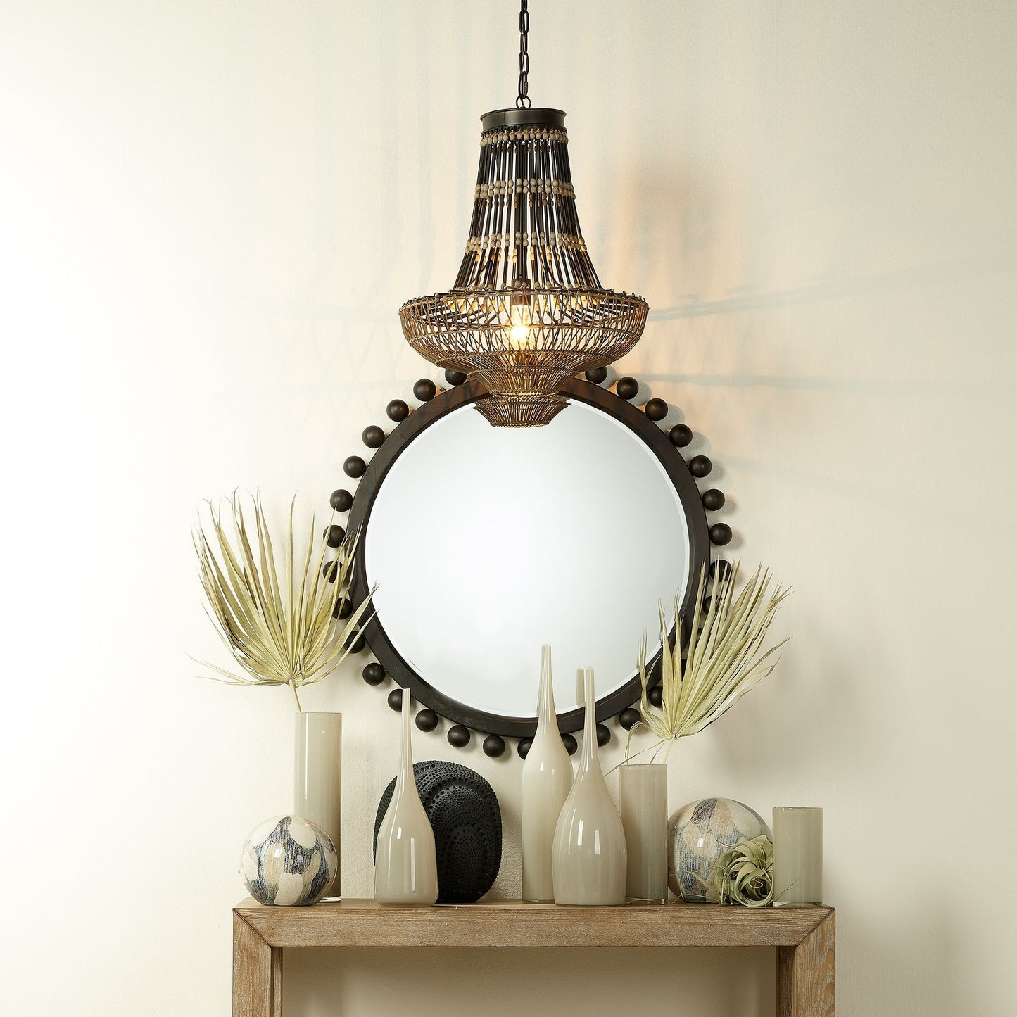 Alden Décor Miroir rond en bois Orion, naturel