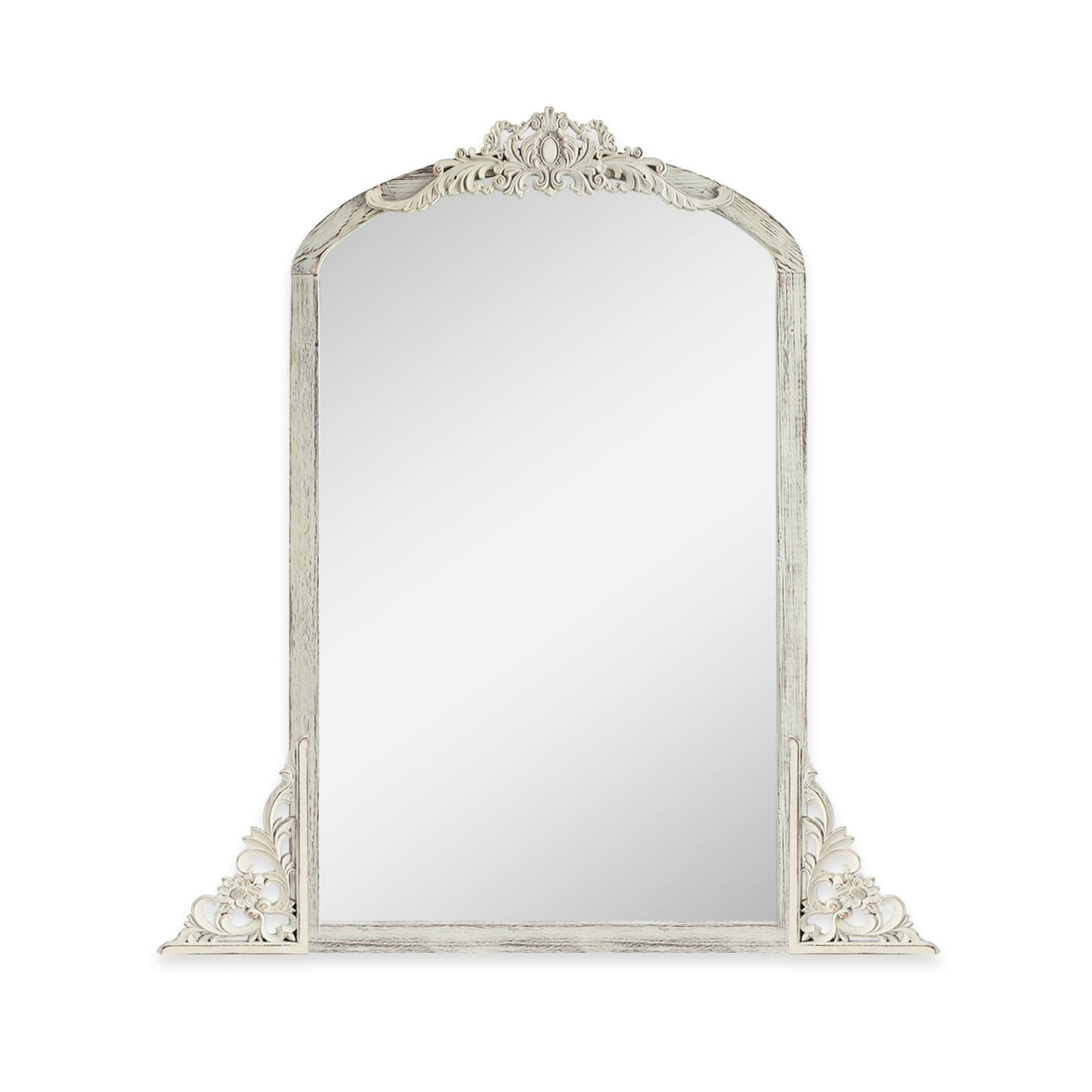 Grand miroir de sol en bois massif sculpté avec arche