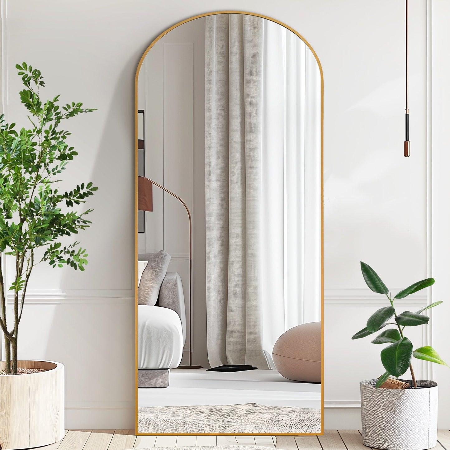 Grand miroir moderne à encadrement incurvé