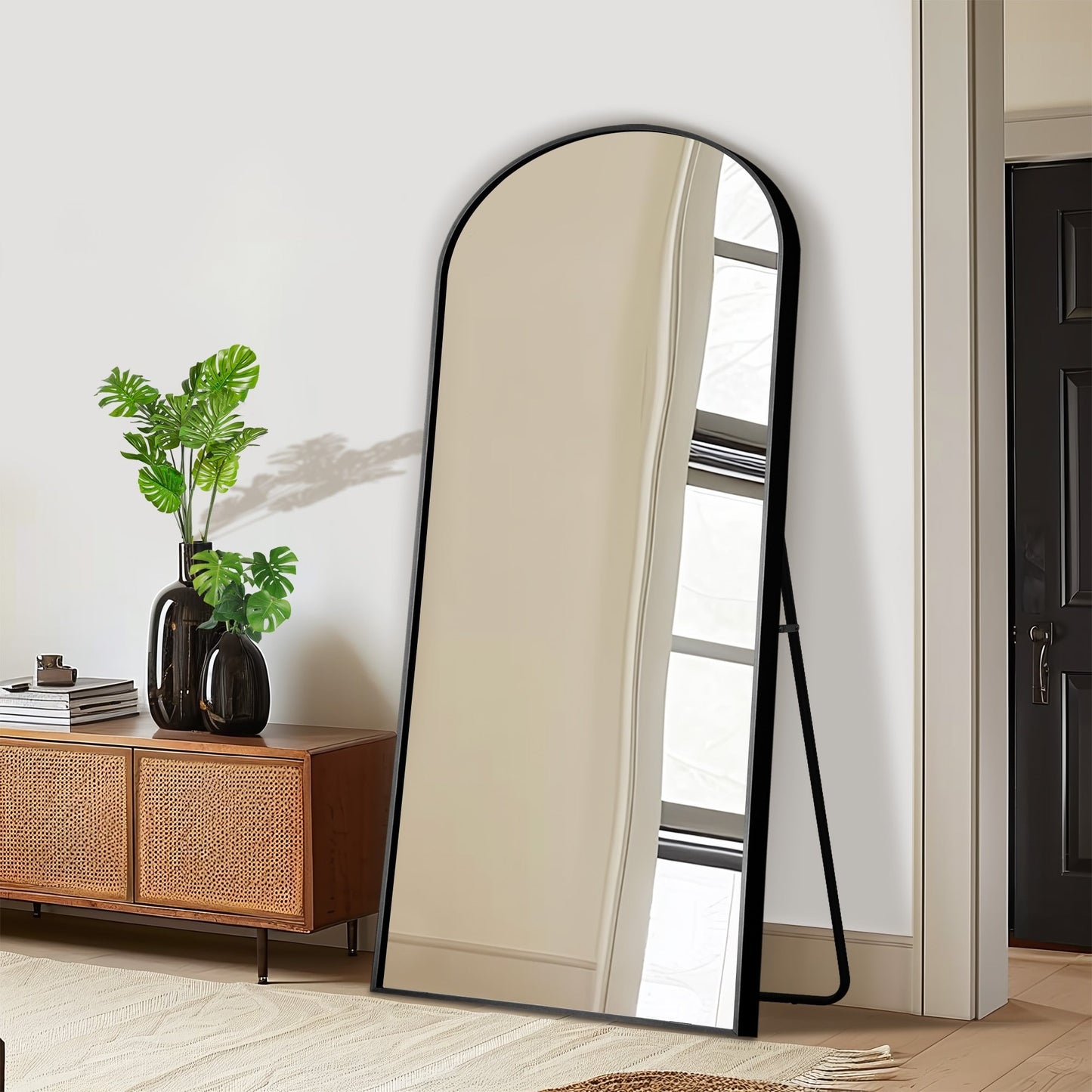 Grand miroir moderne à encadrement incurvé