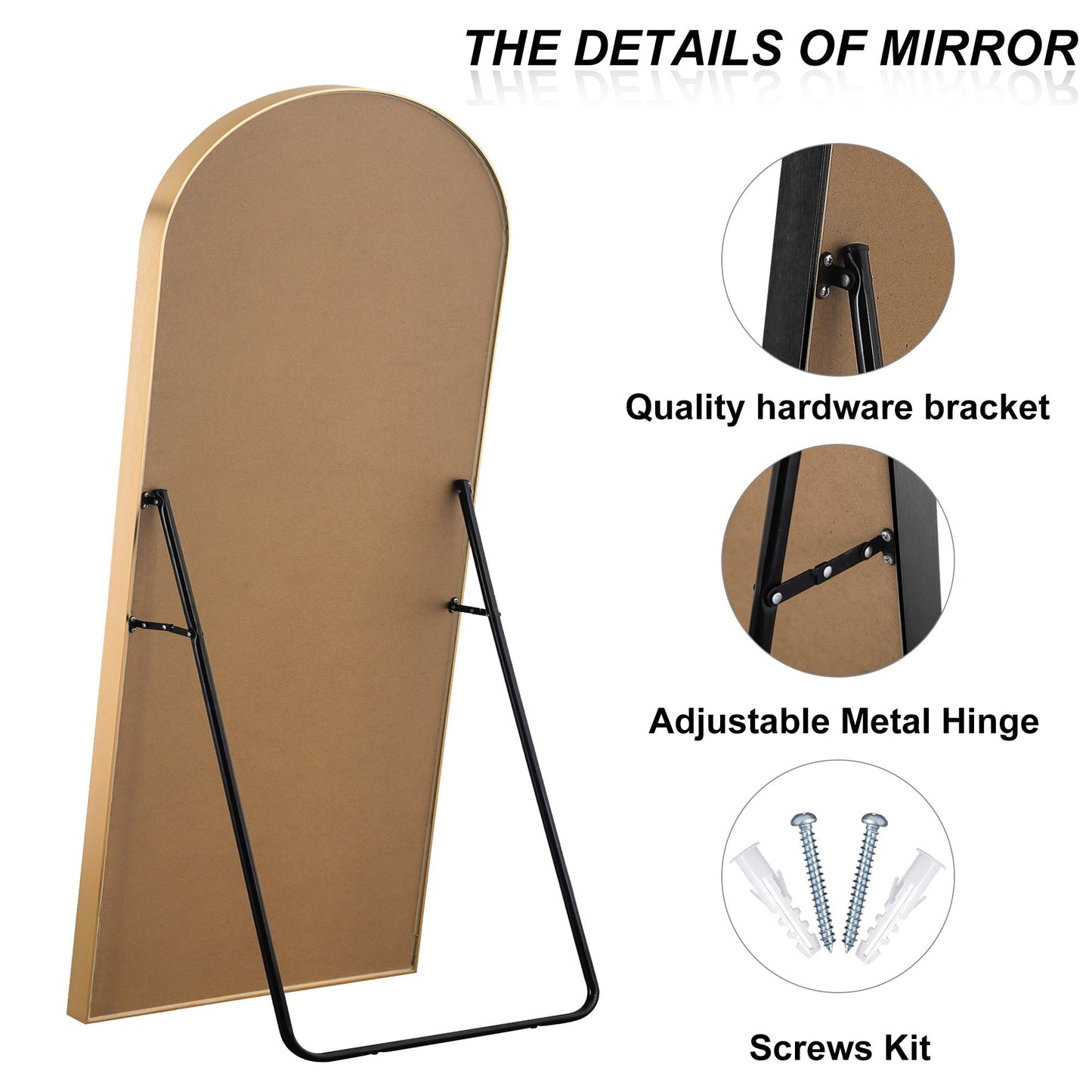 Grand miroir moderne à encadrement incurvé