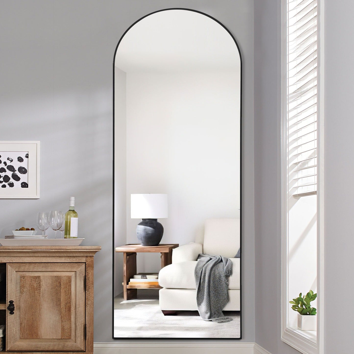 Grand miroir moderne à encadrement incurvé