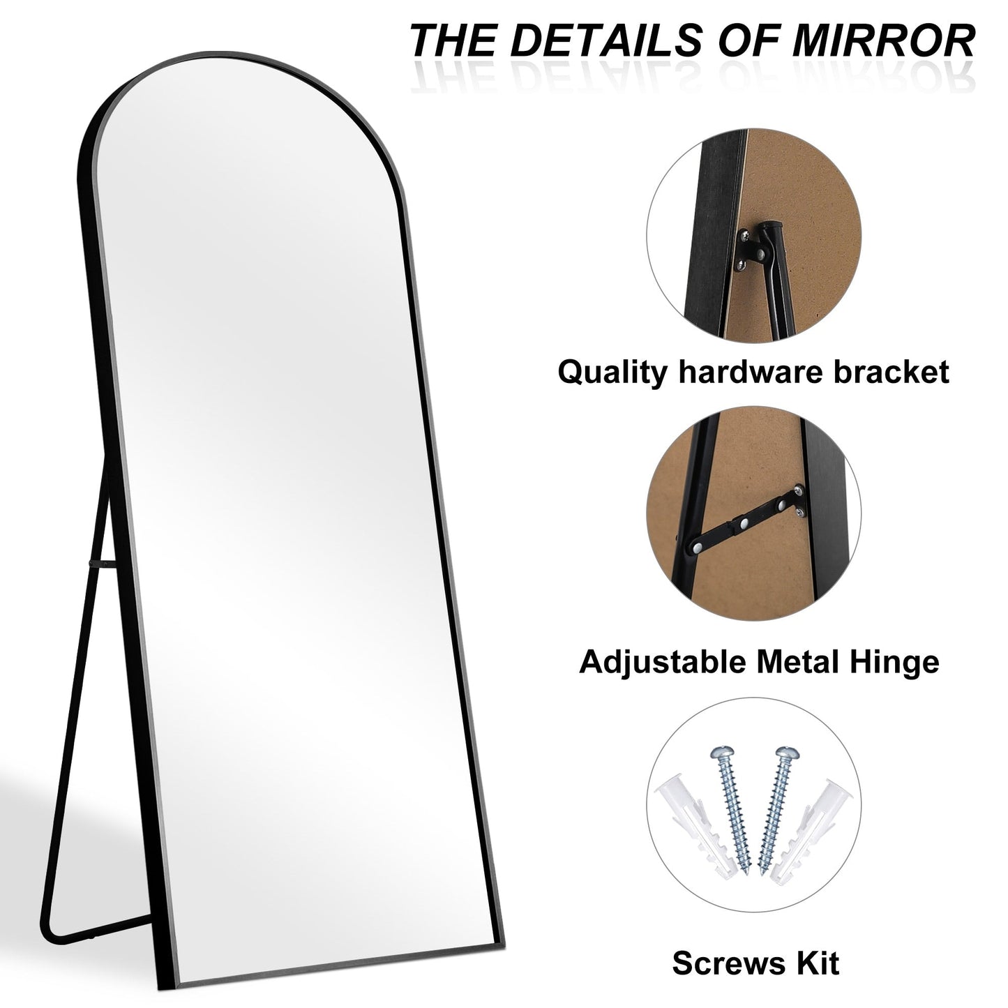 Grand miroir moderne à encadrement incurvé