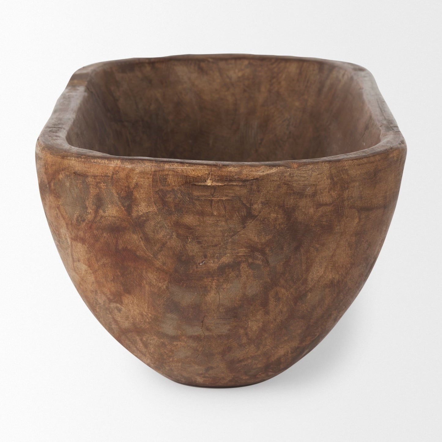 Bol rectangulaire extra large en bois de récupération noir-brun Athena - 26,0L x 10,0l x 7,0H