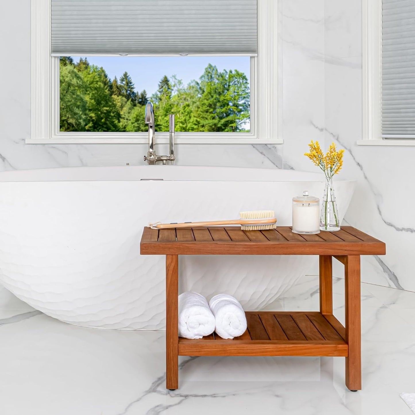 Table/Banc de douche en teck d'Indonésie d'Aurora Home