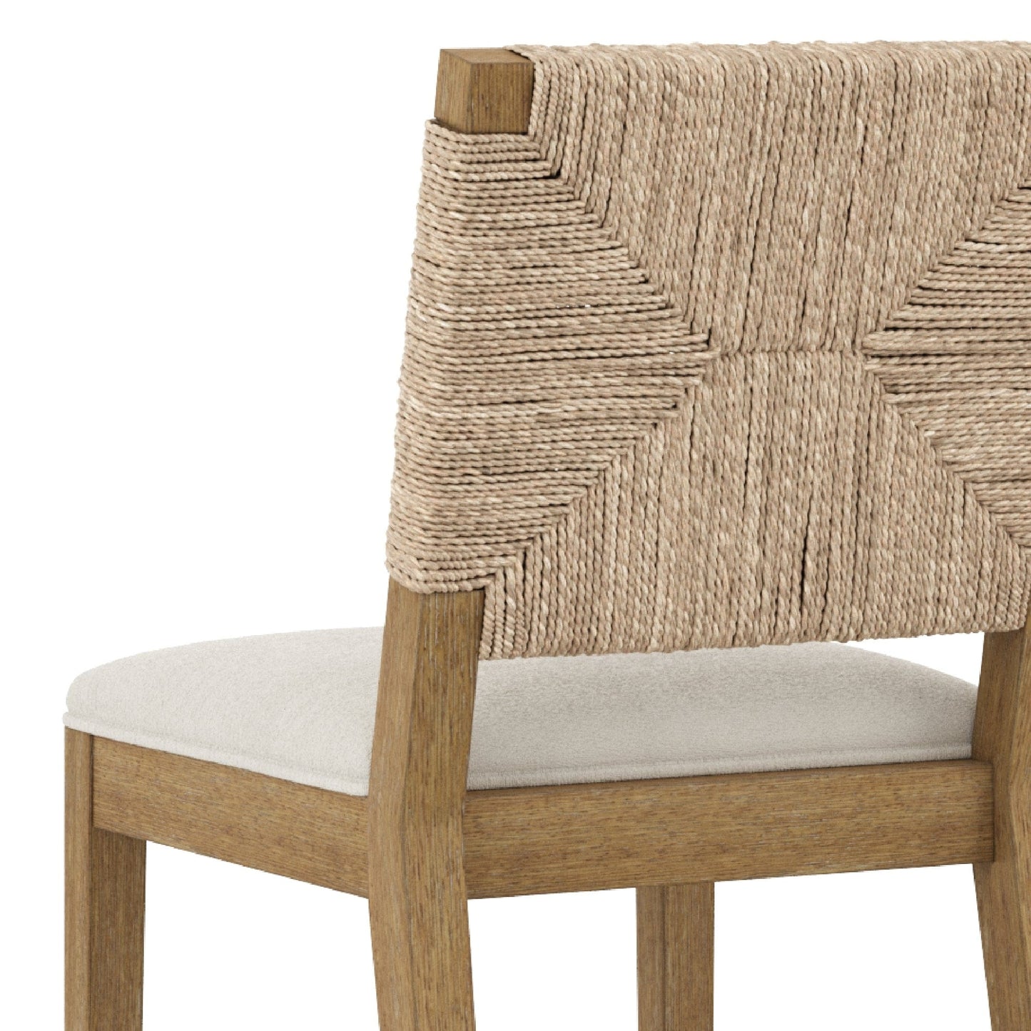 Tabouret de bar Beacon Bohemian Boucle, chaise de comptoir rembourrée avec cadre en bois massif et dossier en jonc tressé.