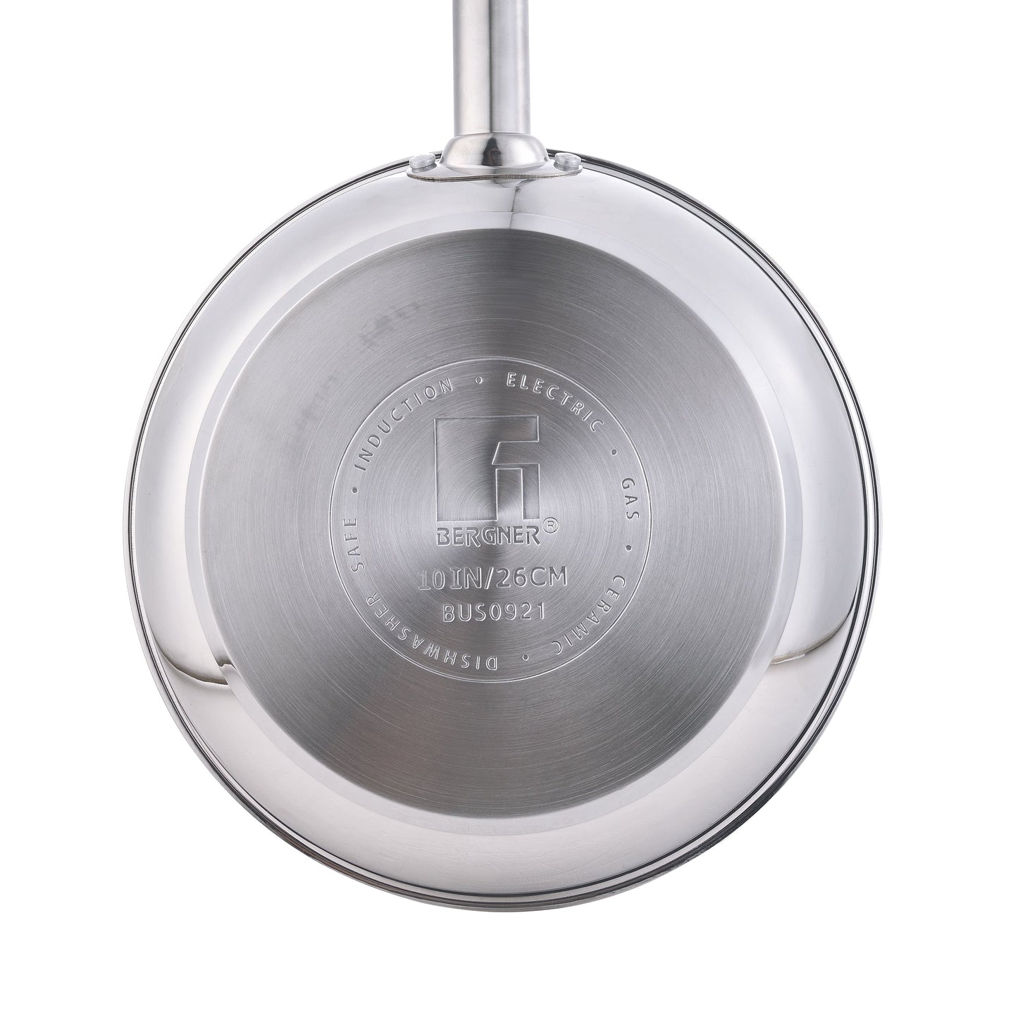 Ensemble de 12 pièces en acier inoxydable Bergner, compatible avec le lave-vaisselle et l'induction.