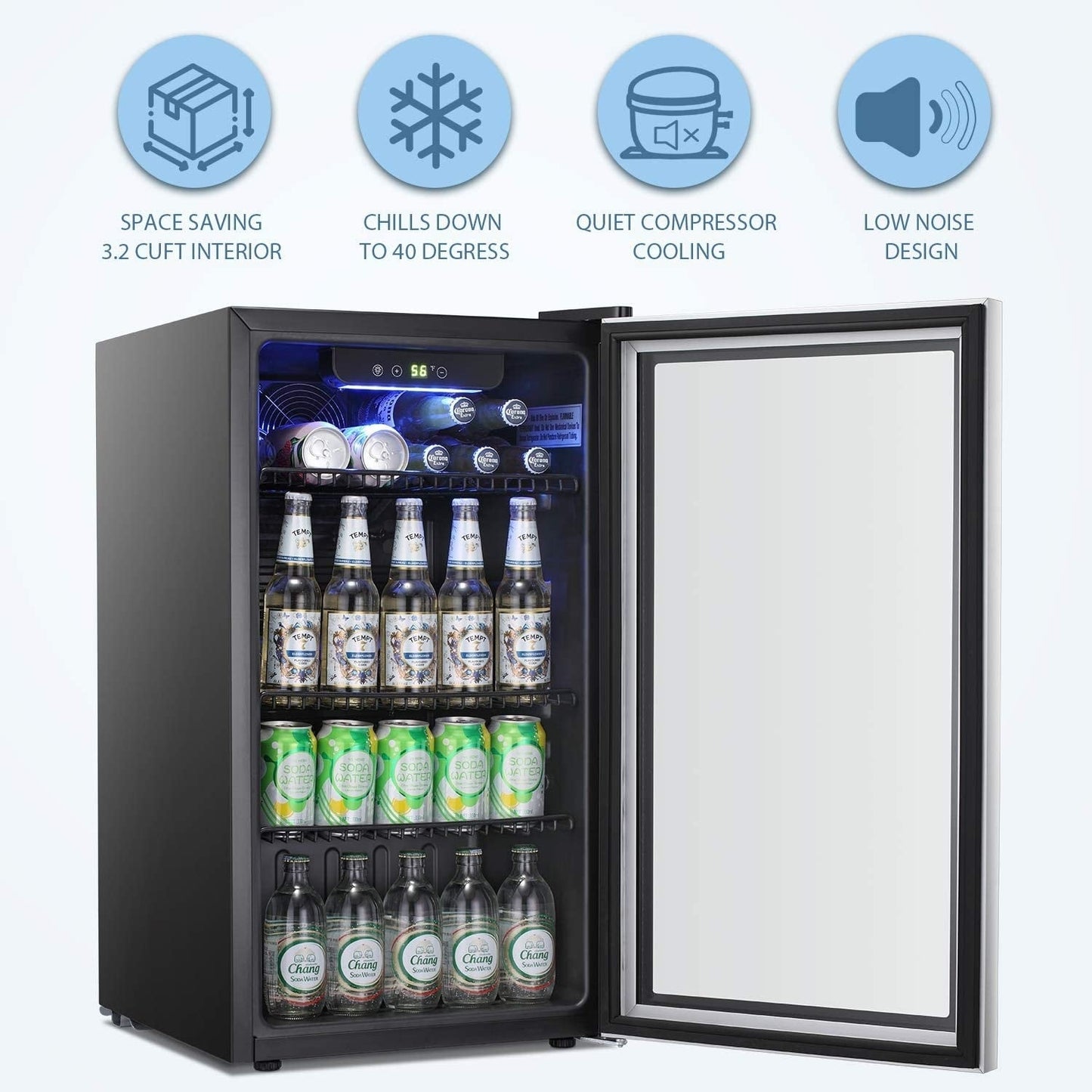Réfrigérateur à boissons - Mini réfrigérateur à porte vitrée pour 120 canettes