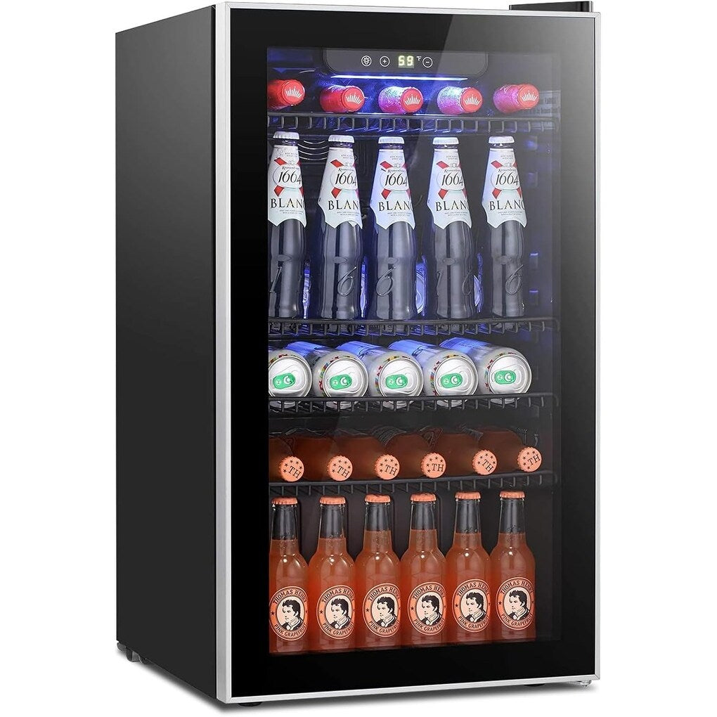Réfrigérateur à boissons - Mini réfrigérateur à porte vitrée pour 120 canettes