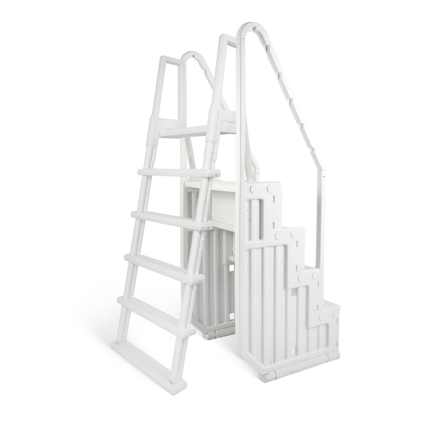 Escalier de piscine Blue Wave Easy Step avec échelle extérieure pour piscines hors sol - 82,5 cm L x 142,2 cm P x 205,7 cm H