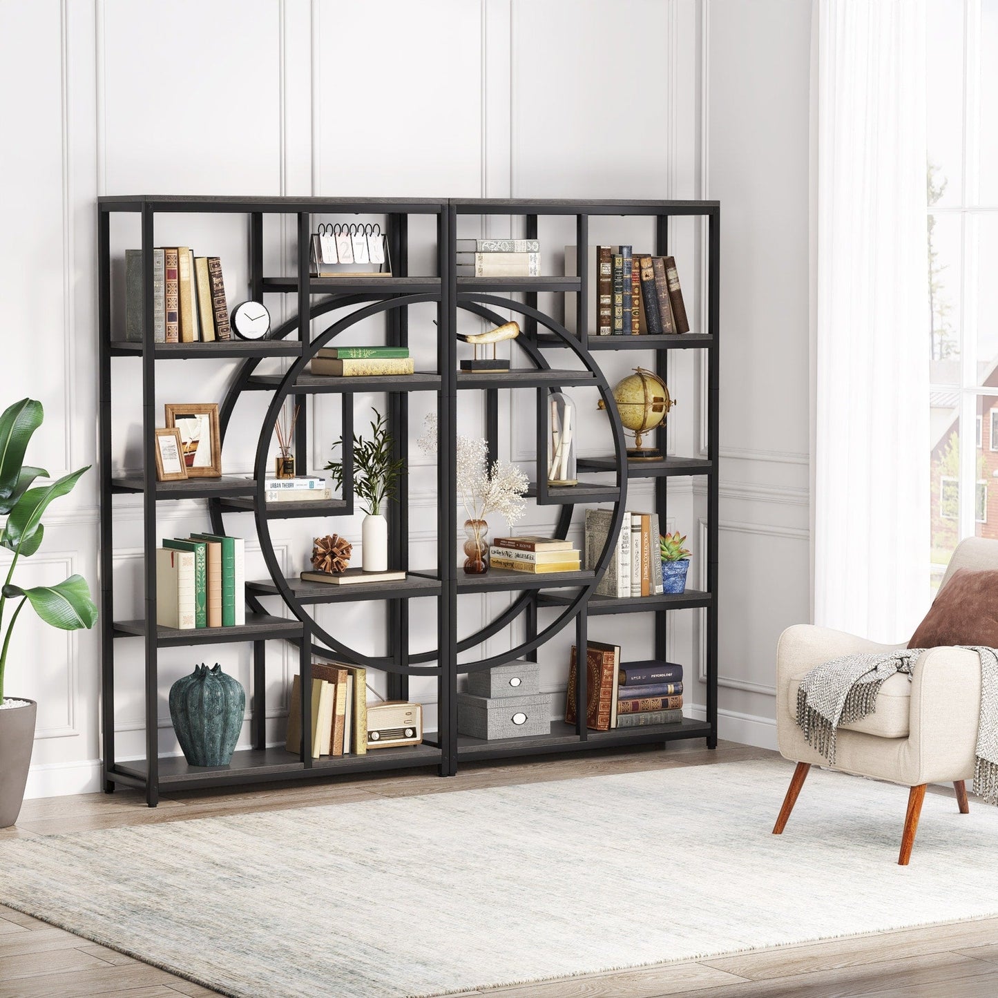 Étagère à livres 5 niveaux, style industriel, pour chambre à coucher, salon, bureau à domicile