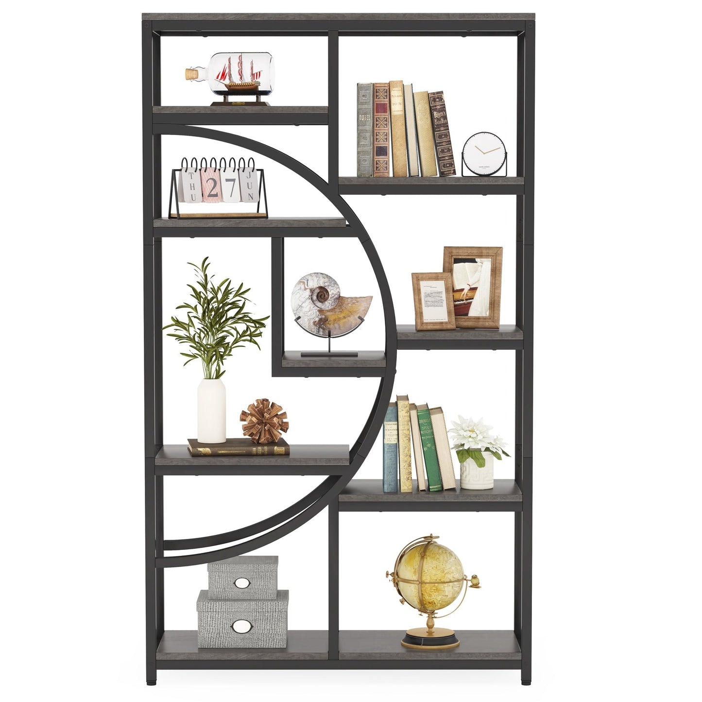 Étagère à livres 5 niveaux, style industriel, pour chambre à coucher, salon, bureau à domicile
