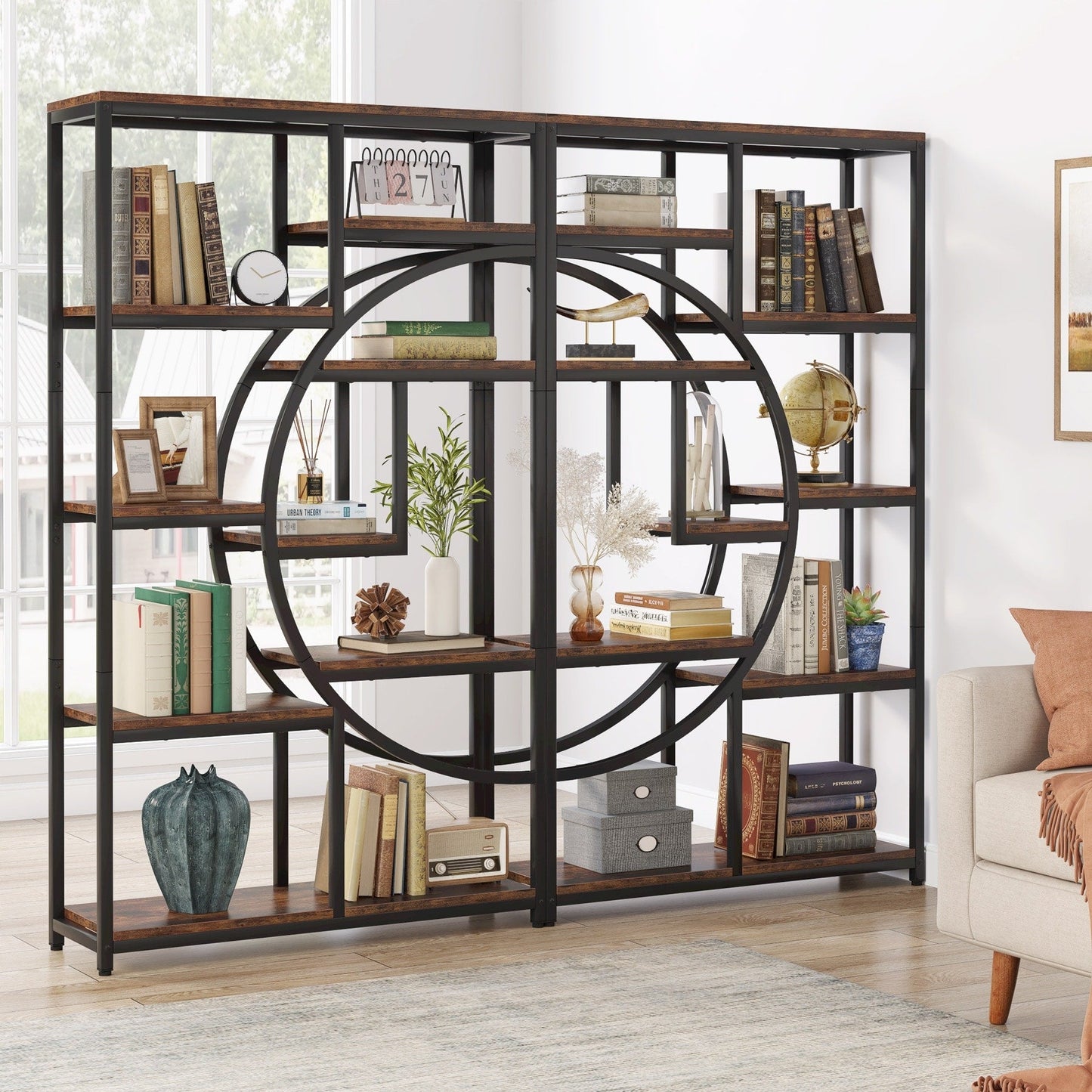 Étagère à livres 5 niveaux, style industriel, pour chambre à coucher, salon, bureau à domicile
