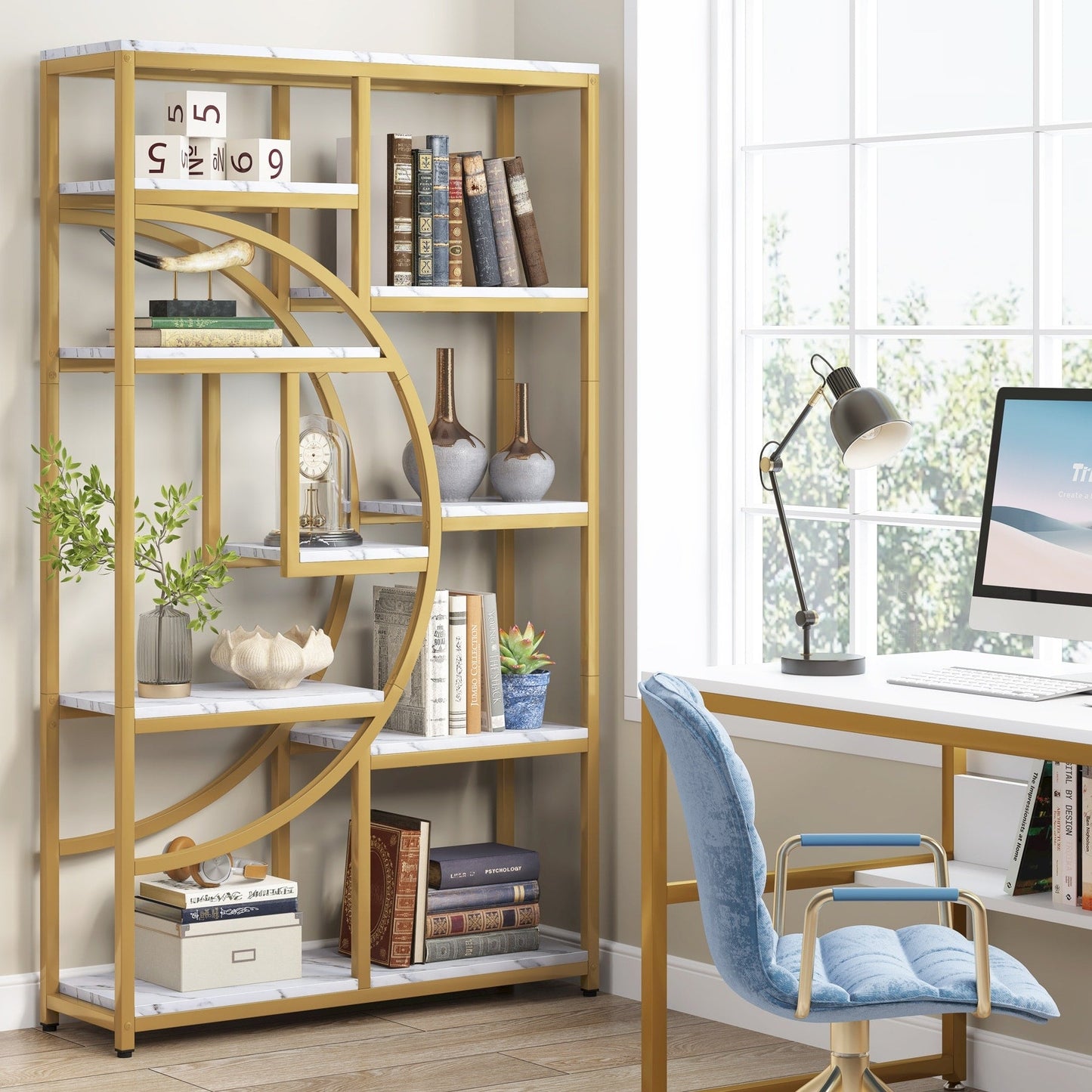 Étagère à livres 5 niveaux, style industriel, pour chambre à coucher, salon, bureau à domicile