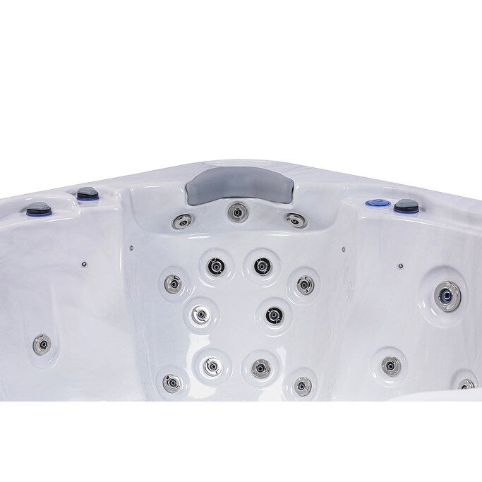 Spa gonflable Buenospa Jersey 6 places, 46 jets, blanc glace, gris, avec ozoniseur et lumières LED.