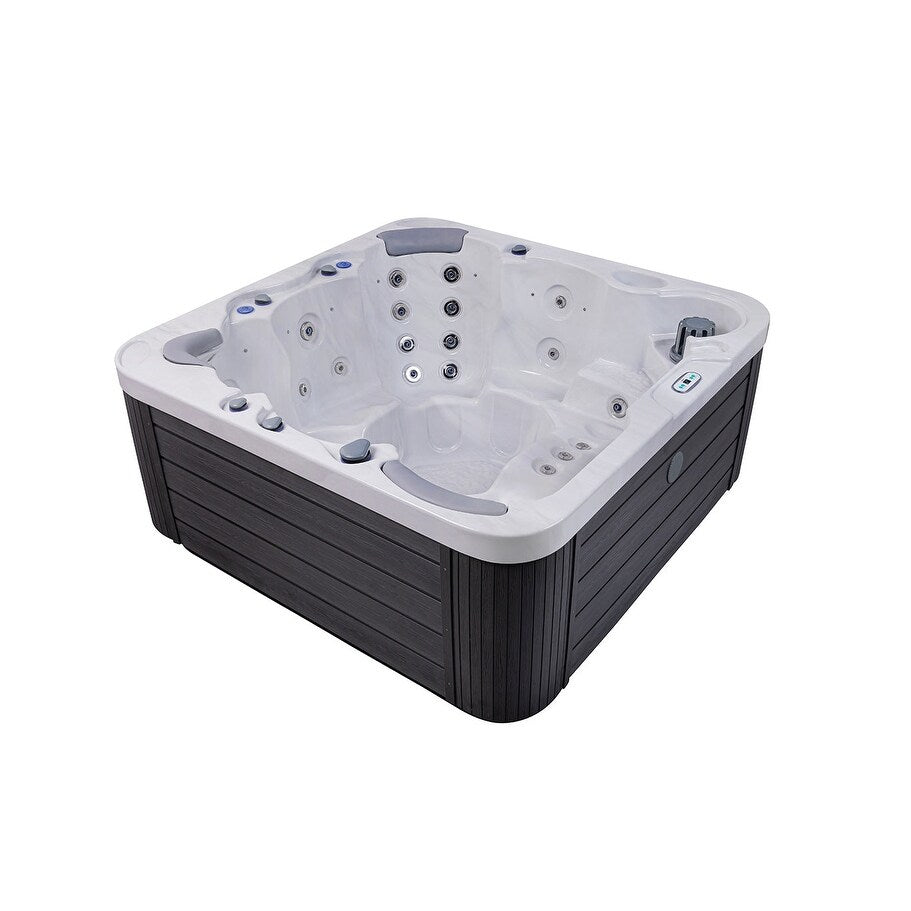 Spa gonflable Buenospa Jersey 6 places, 46 jets, blanc glace, gris, avec ozoniseur et lumières LED.