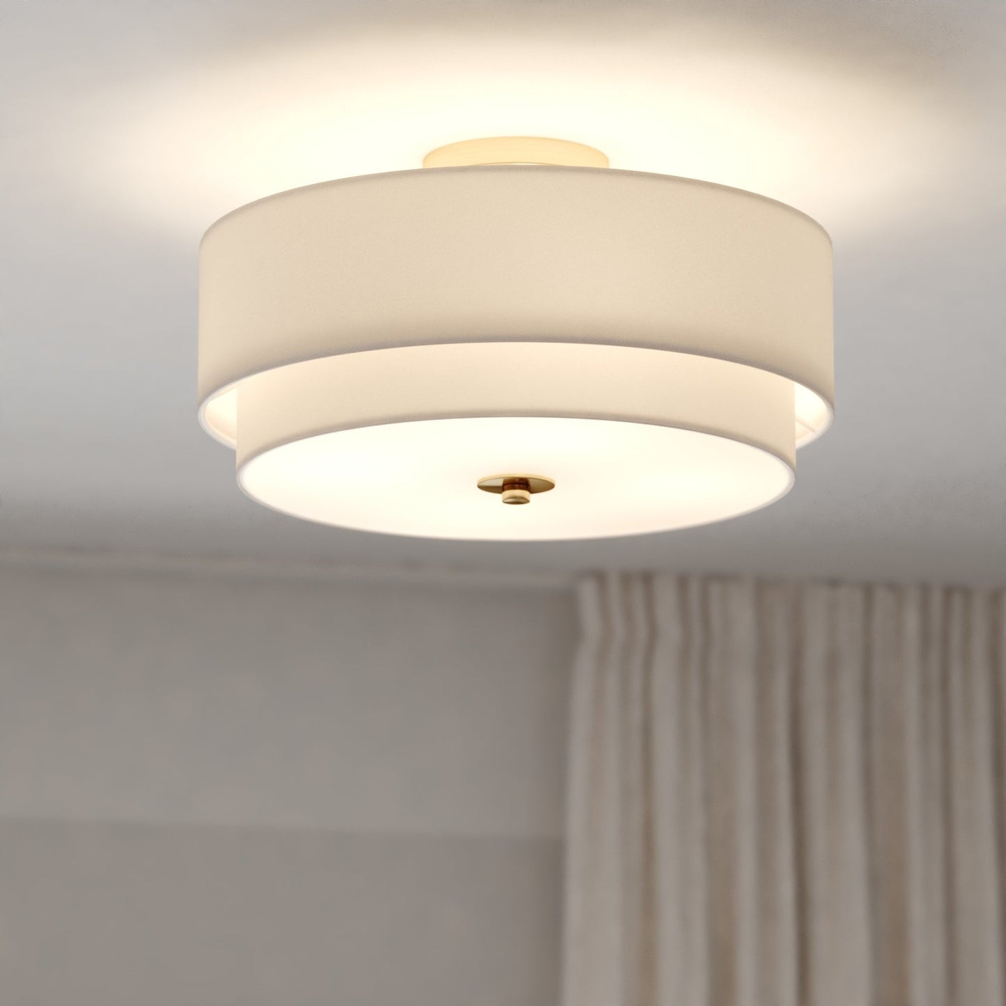Luminaire de plafond à abat-jour en lin blanc, style moderne du milieu du siècle, de Burnaby