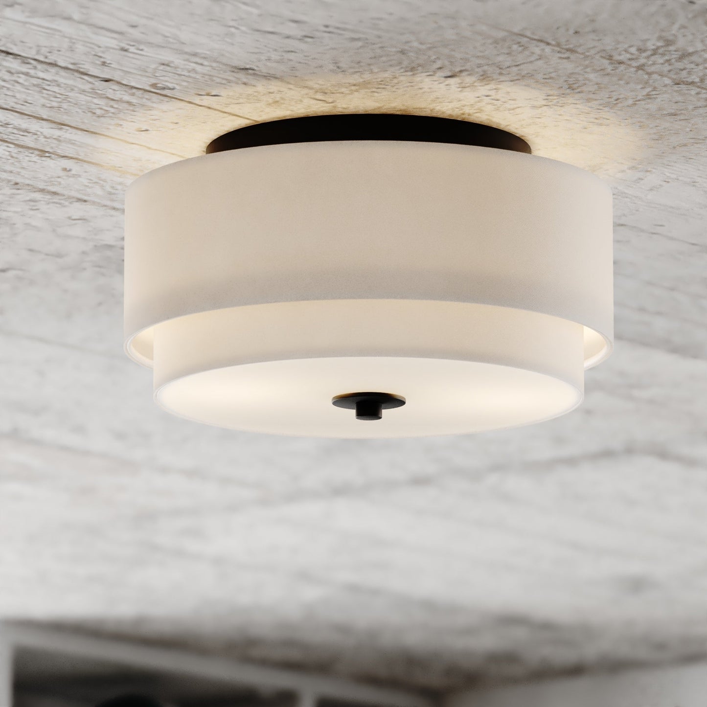 Luminaire de plafond à abat-jour en lin blanc, style moderne du milieu du siècle, de Burnaby