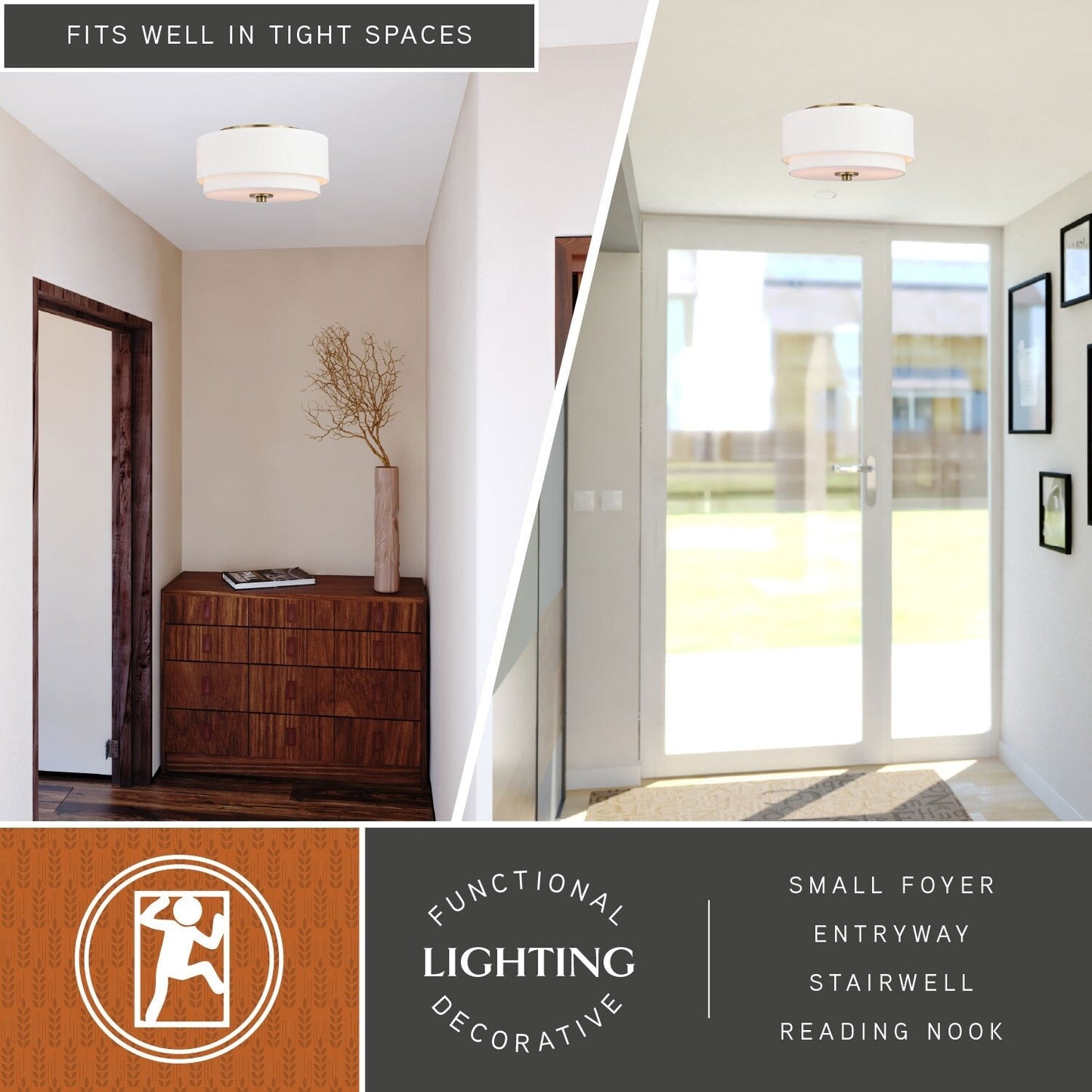 Luminaire de plafond à abat-jour en lin blanc, style moderne du milieu du siècle, de Burnaby