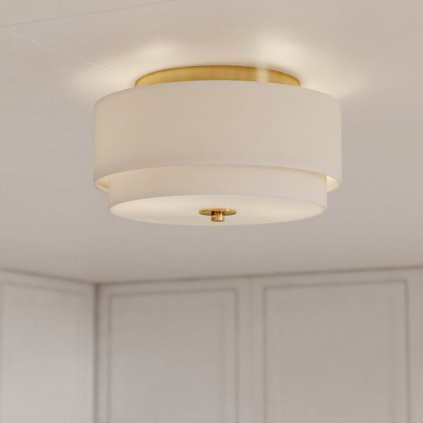 Luminaire de plafond à abat-jour en lin blanc, style moderne du milieu du siècle, de Burnaby