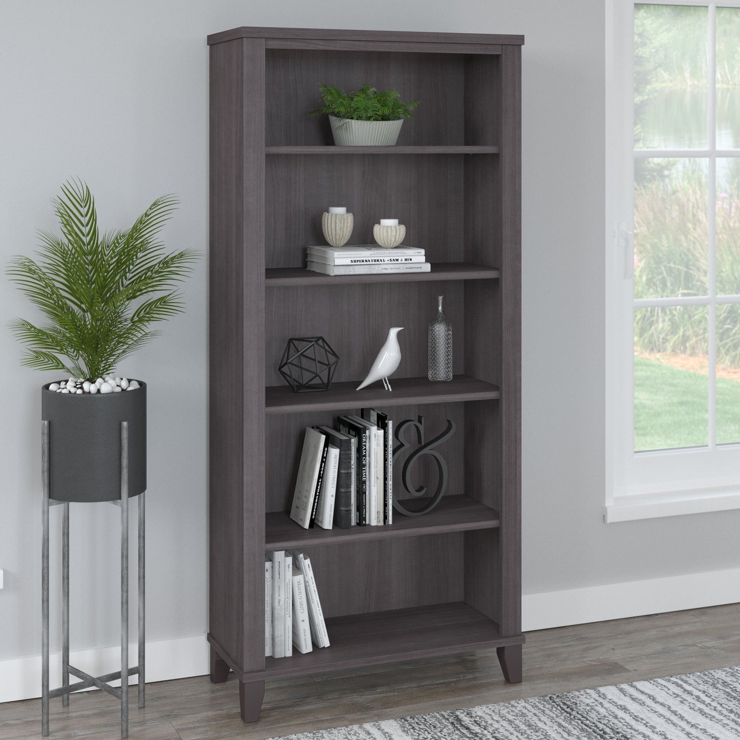 Étagère à livres Bush Furniture Somerset, 5 niveaux, avec étagères réglables