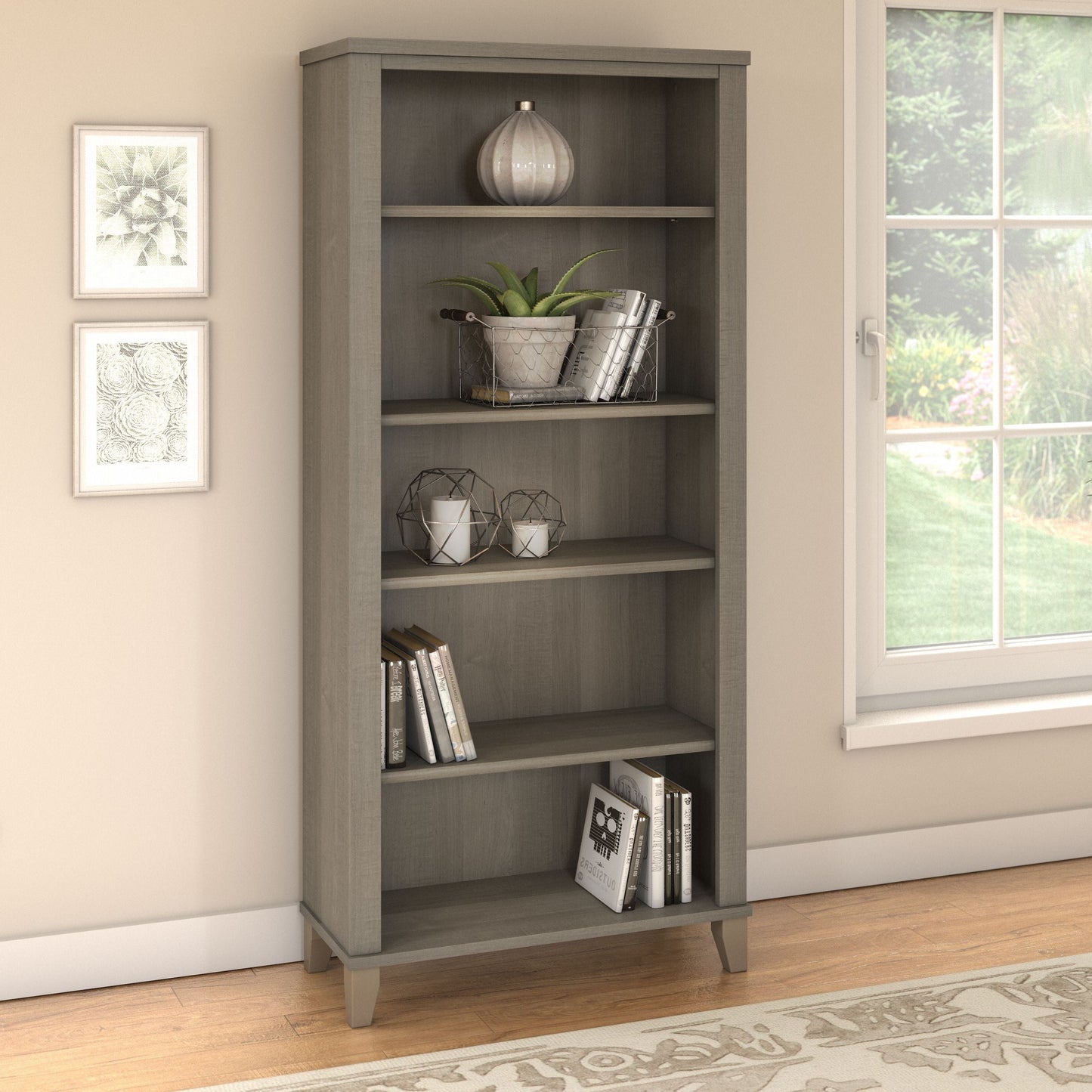 Étagère à livres Bush Furniture Somerset, 5 niveaux, avec étagères réglables