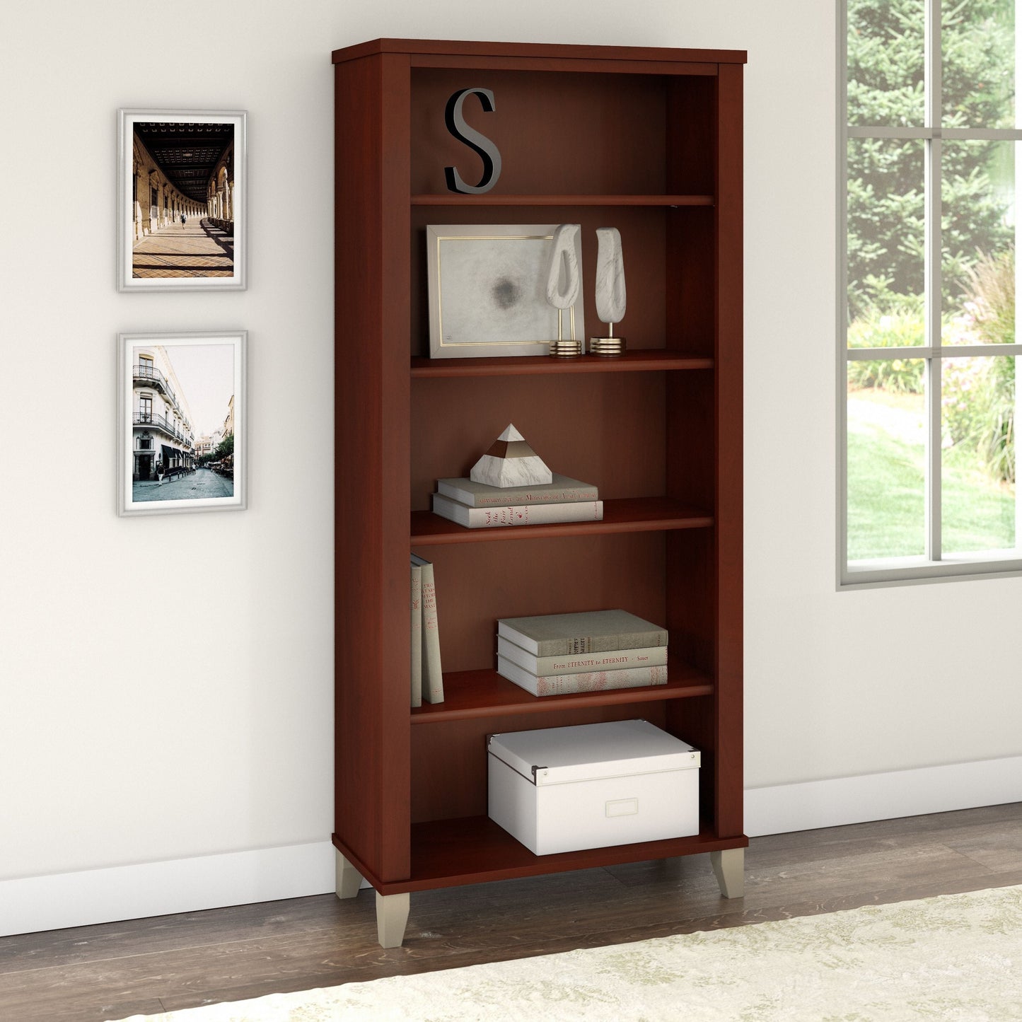 Étagère à livres Bush Furniture Somerset, 5 niveaux, avec étagères réglables